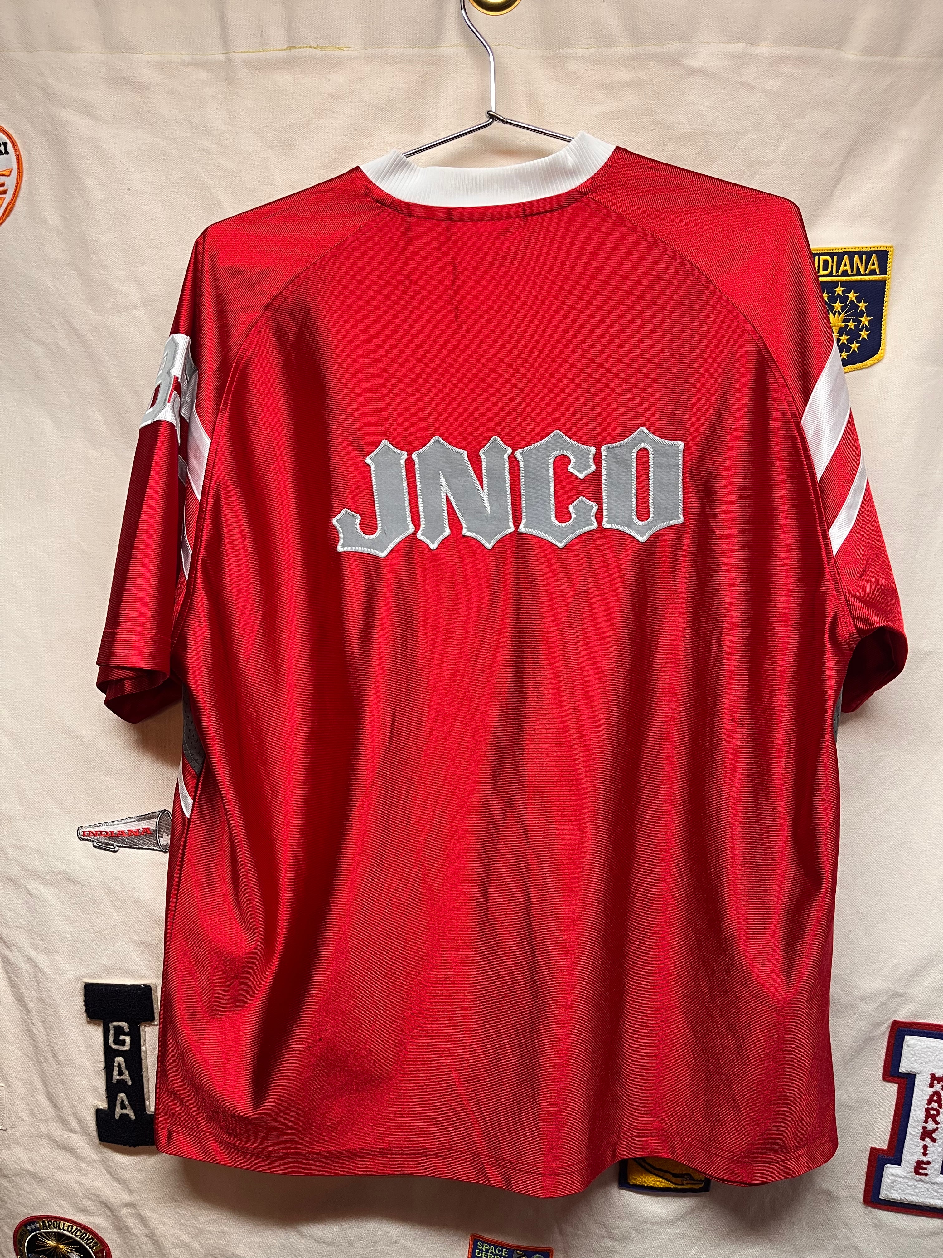 Vintage JNCO Jeans Red Tiger Jersey Shirt: XL
