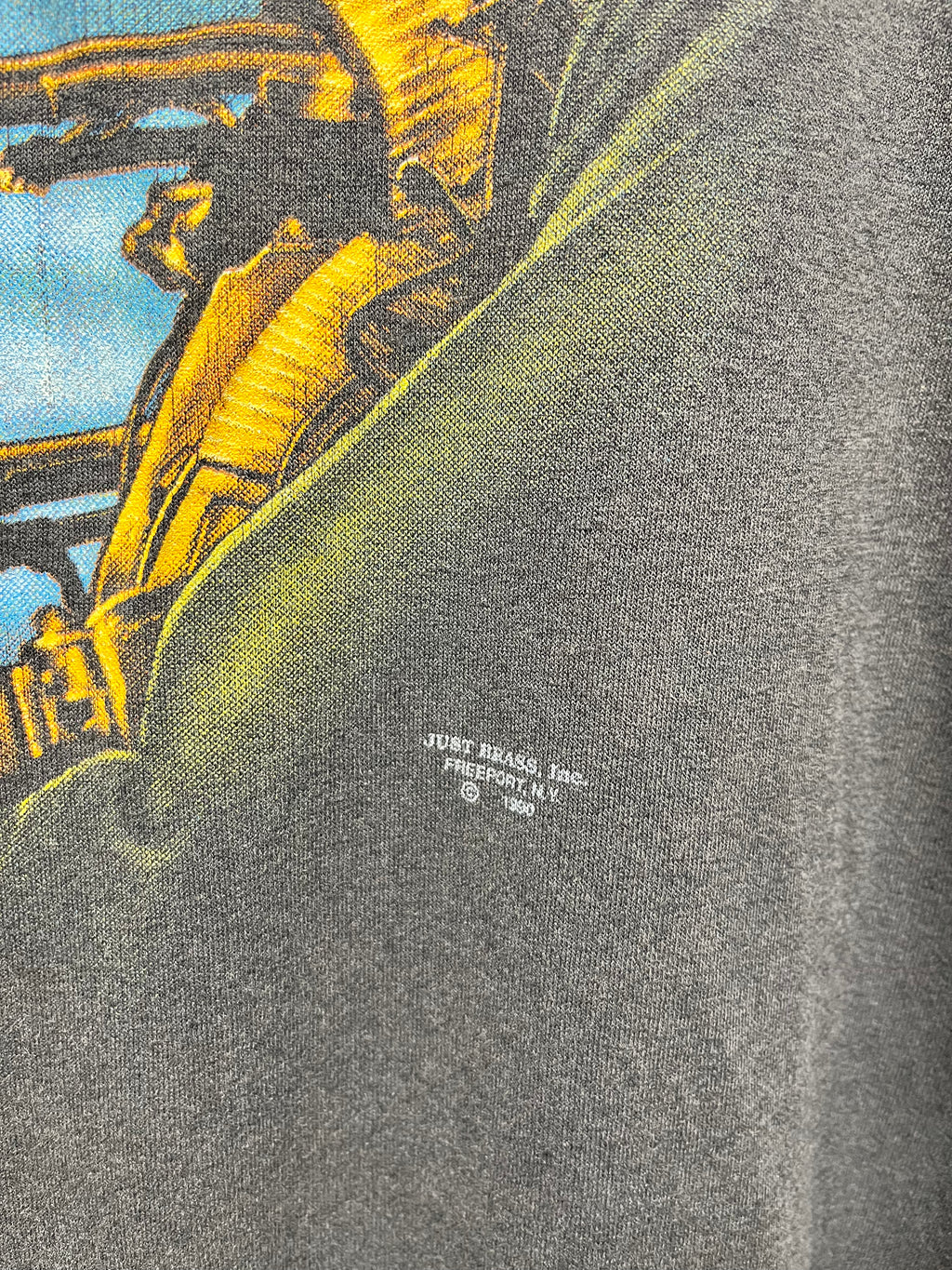 Vintage Ugly Angels Military Gunner 3D Emblem Just Brass Black T-Shirt: XL