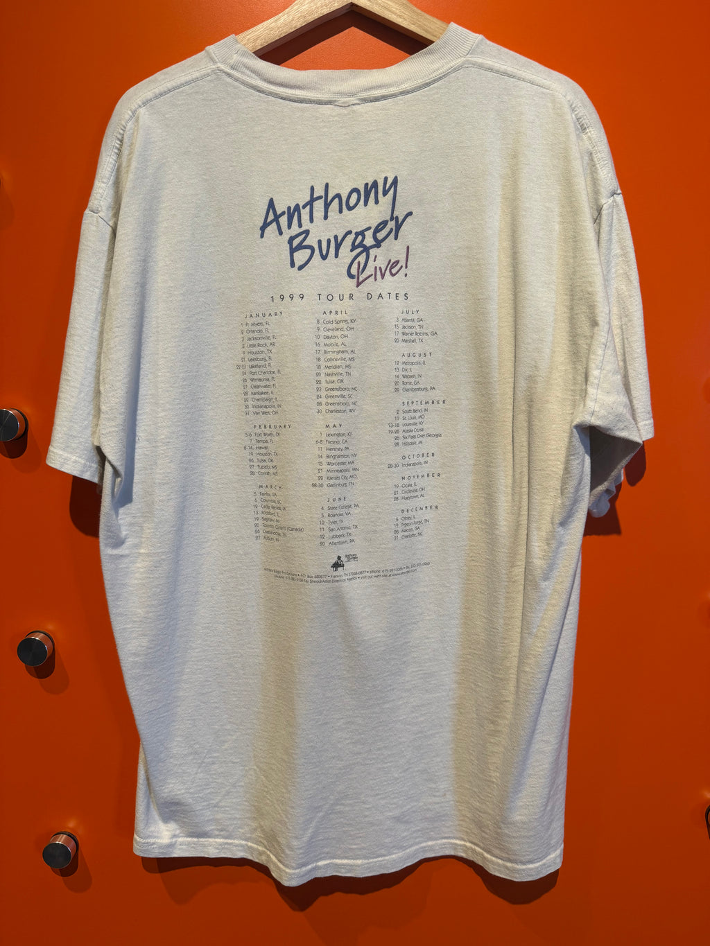 Vintage 1999 Anthony Burger Live Tour T-Shirt: L