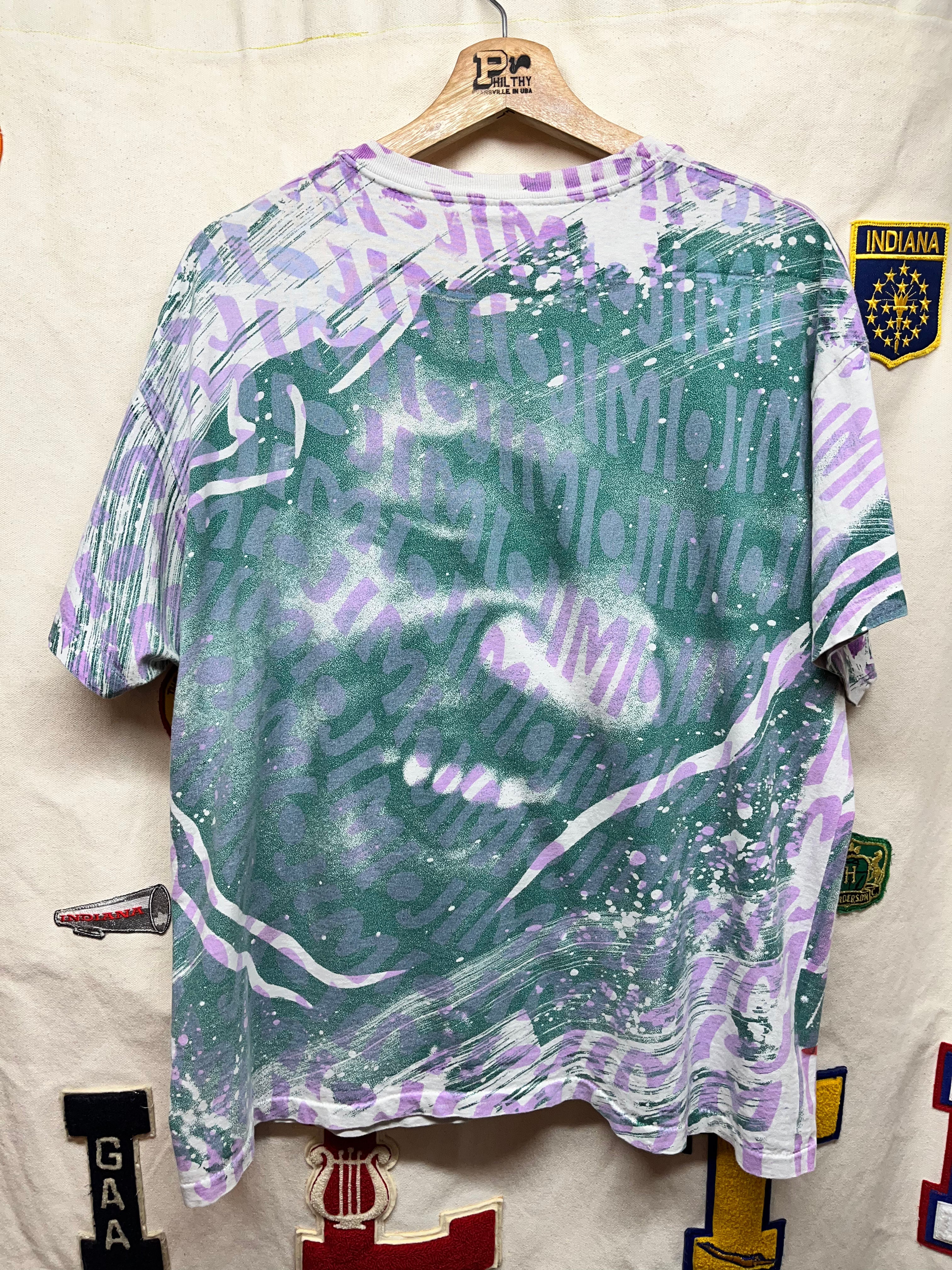 Vintage Jimi Hednrix ALL Over print Mosquitohead Style Psychedelic Acid T-Shirt: L/XL