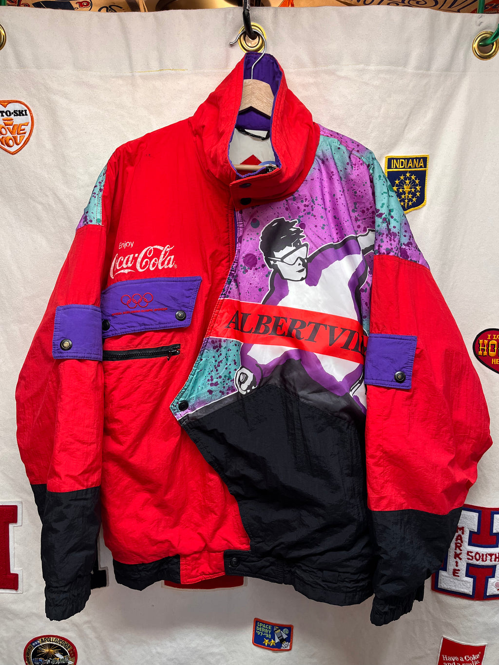 Vintage Coca-Cola Albertvile Winter Olympics 1992 Ski Puffer Jacket: XL