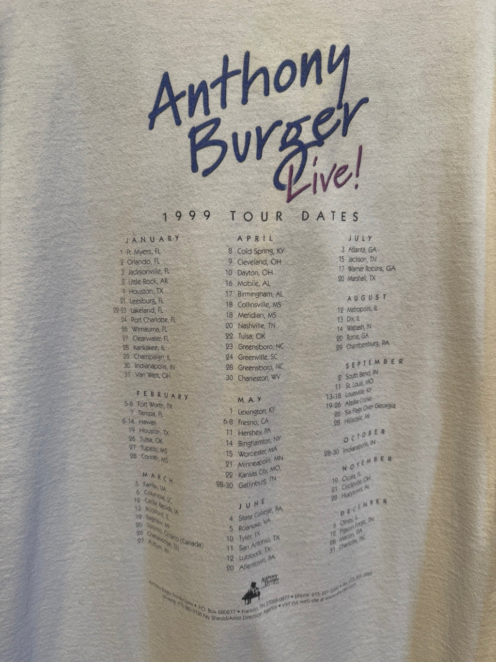 Vintage 1999 Anthony Burger Live Tour T-Shirt: L