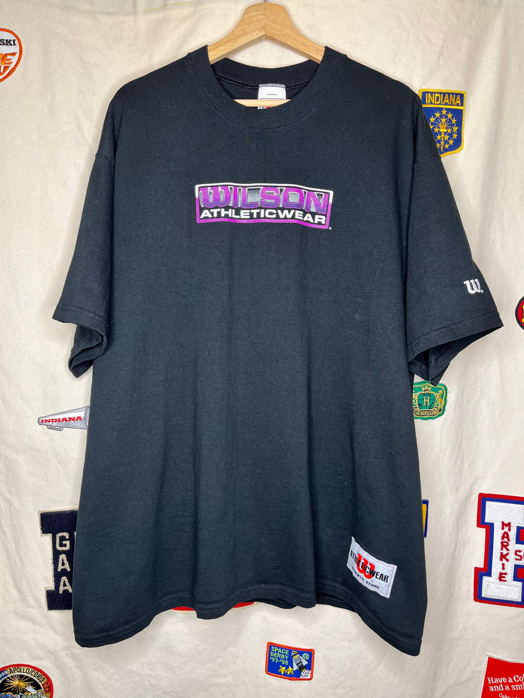 Vintage Wilson Athleticwear Box Logo Black/PurpleSilver T-Shirt: XL