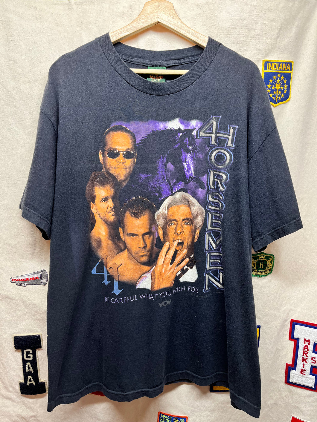 Vintage 4 Horsemen WWF WCW Ric Flair Be Careful What You Wish For Wrestling T-Shirt: XL