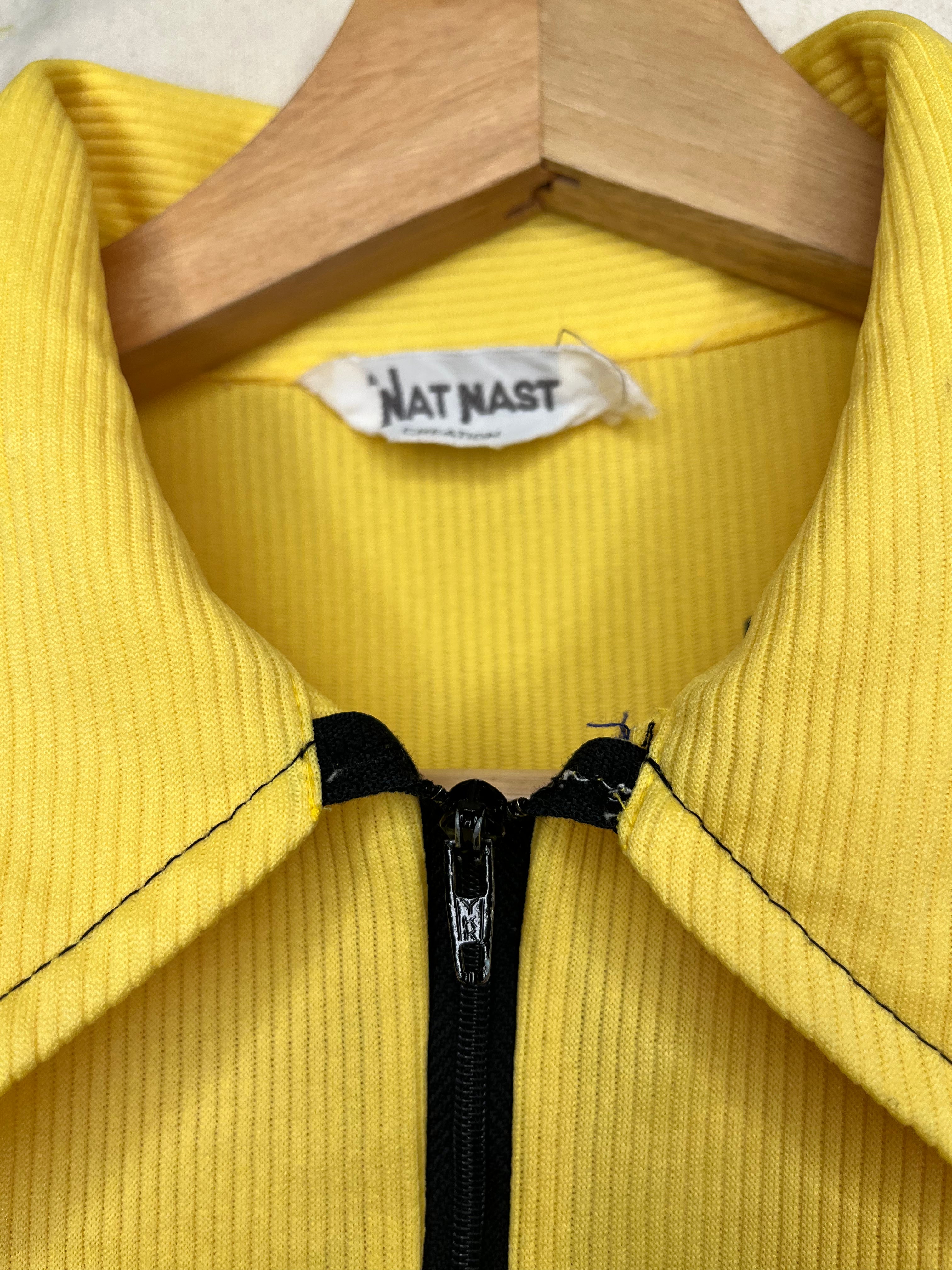 Vintage Yellow Pages 60's Work Bowling Shirt Nat Nast: Half-Zip Polo: Large