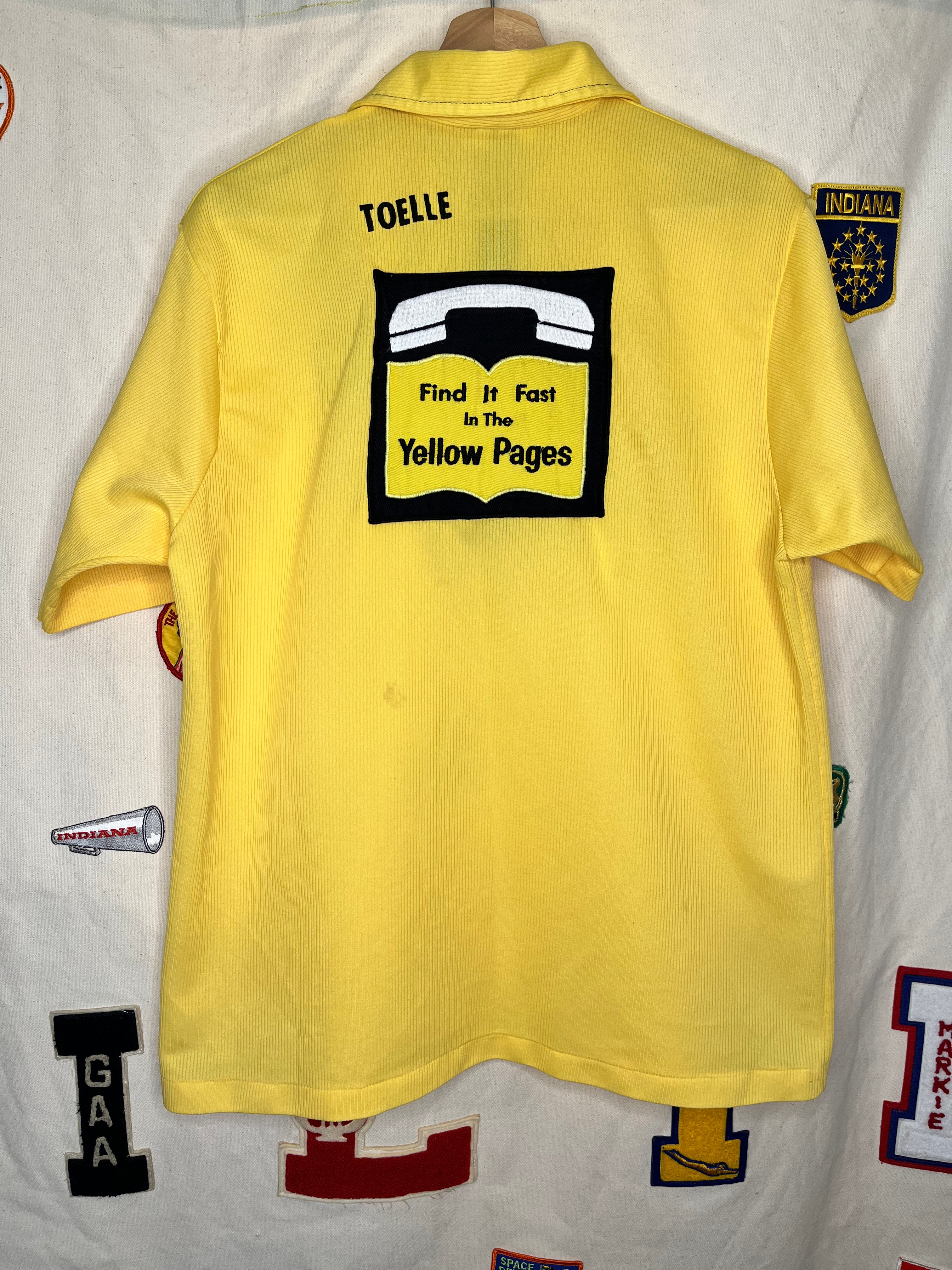 Vintage Yellow Pages 60's Work Bowling Shirt Nat Nast: Half-Zip Polo: Large