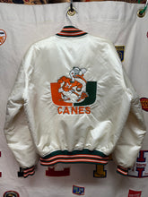 Load image into Gallery viewer, Vintage University of Miami Hurricanes White Satin Starter Jacket: XL
