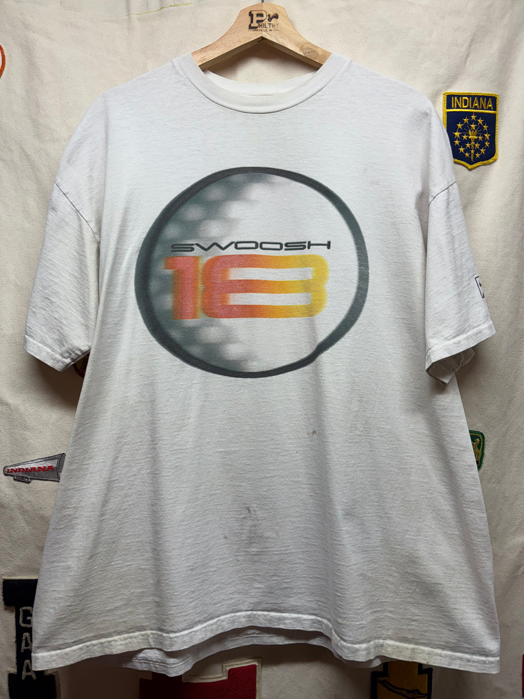 Vintage Nike Golf Ball Swoosh  18 White 90's Tiger Woods T-Shirt: XL