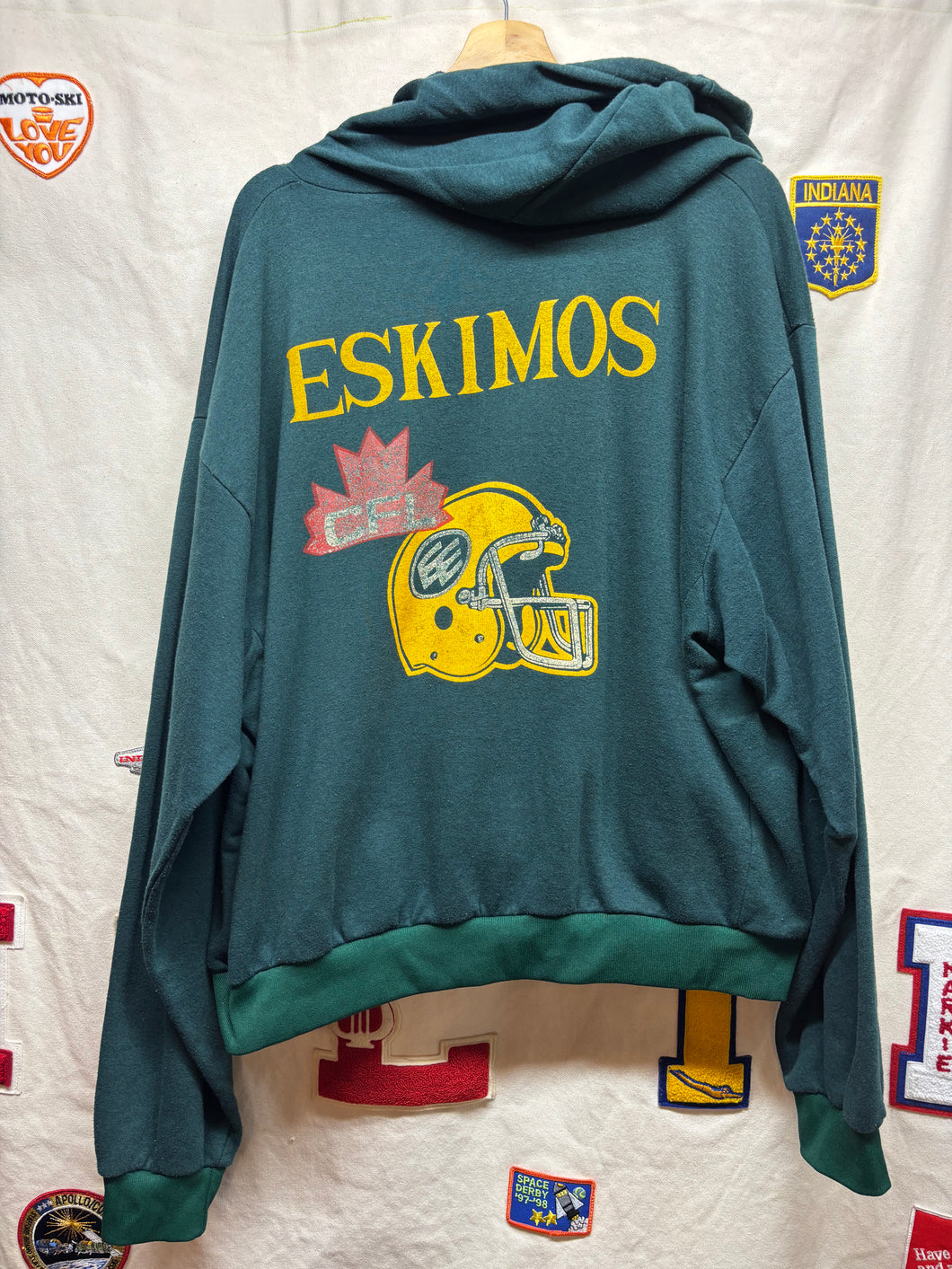 Vintage CFL Edmonton Eskimos Football Green Hoodie Sweatshirt: 2XL