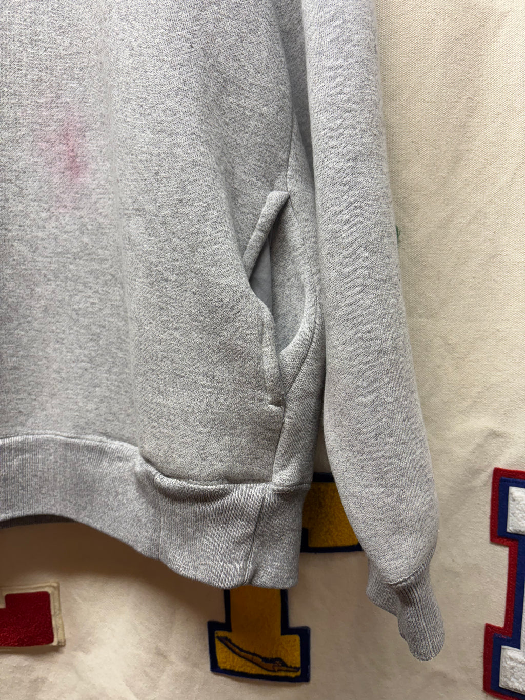 Vintage Vision Streetwear 90's Grey Crewneck Pockets Embroidered Sweatshirt: Large