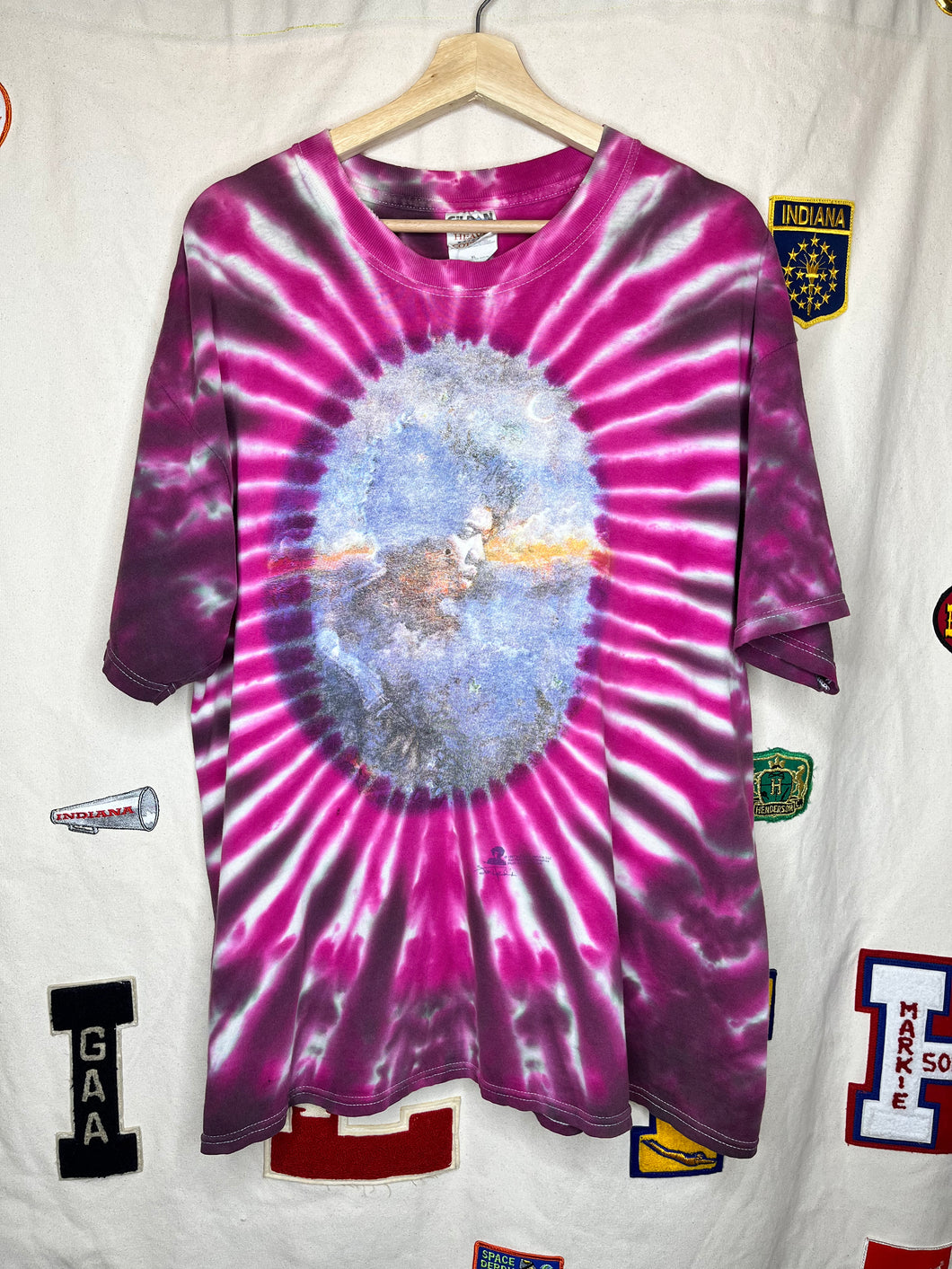 Vintage Jimi Hendrix In From The Storm Lyrics Pink Tie-Dye 1997 T-Shirt: XL