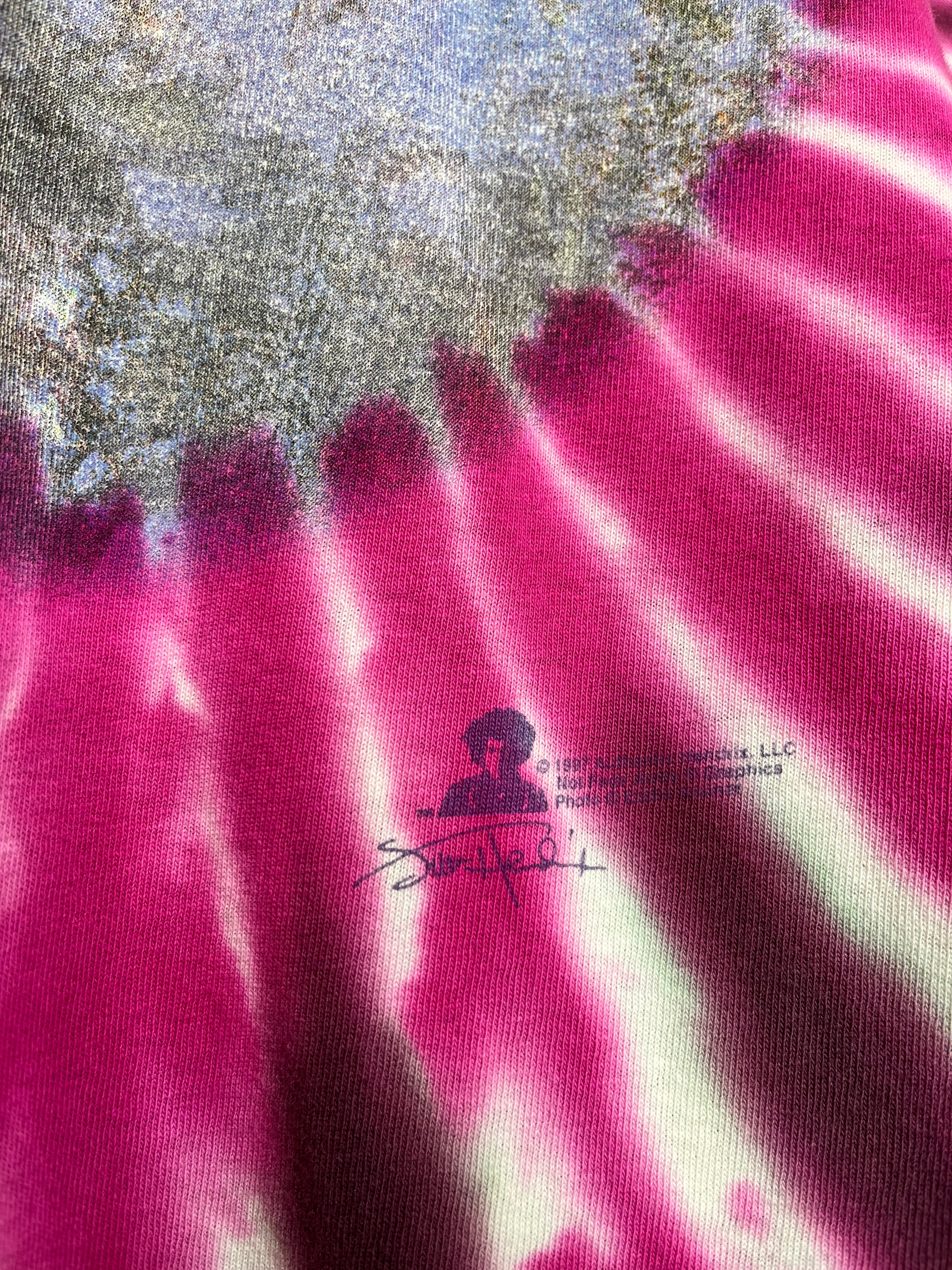 Vintage Jimi Hendrix In From The Storm Lyrics Pink Tie-Dye 1997 T-Shirt: XL