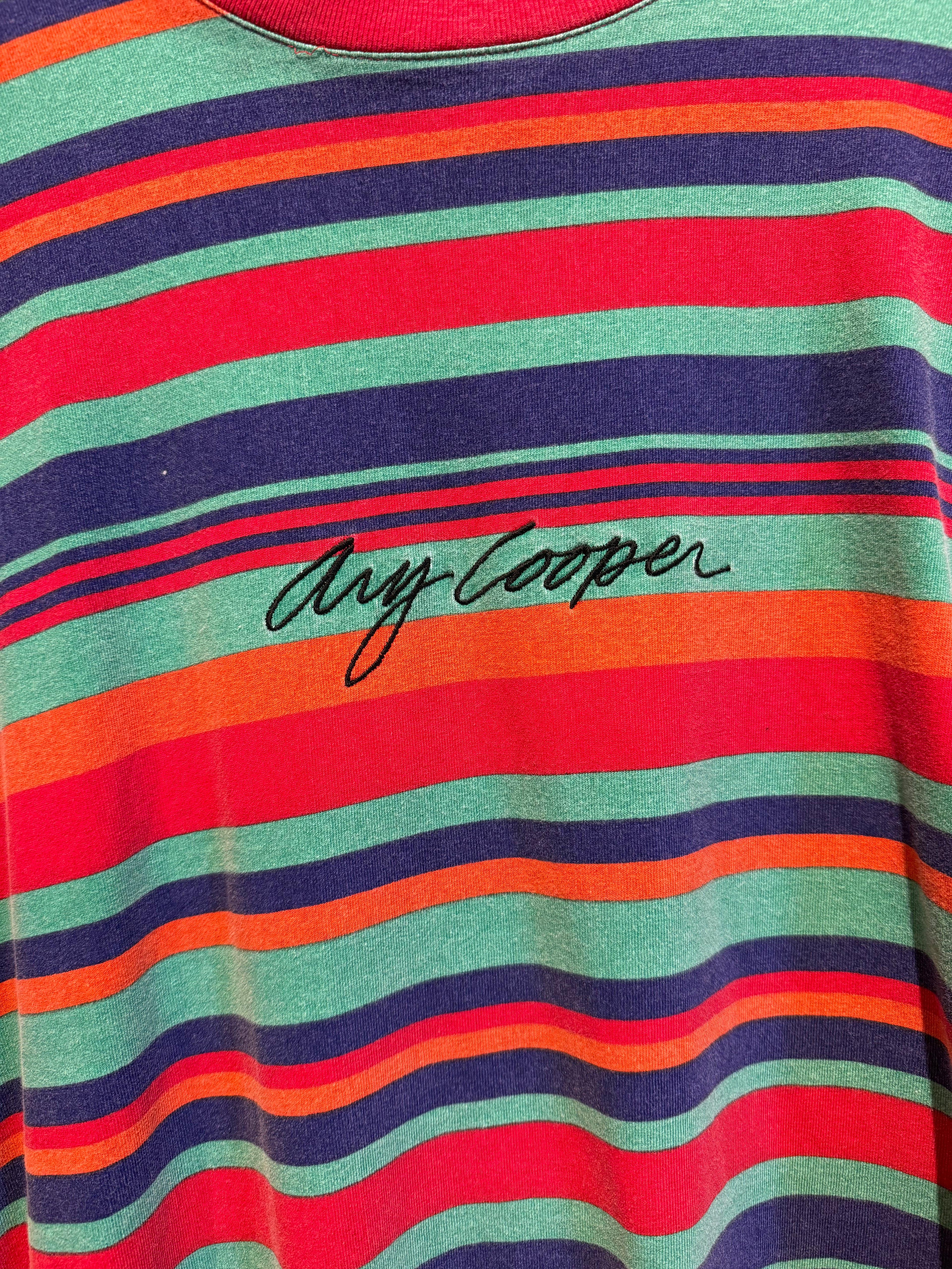 Vintage Any Cooper Striped T-Shirt: L/XL