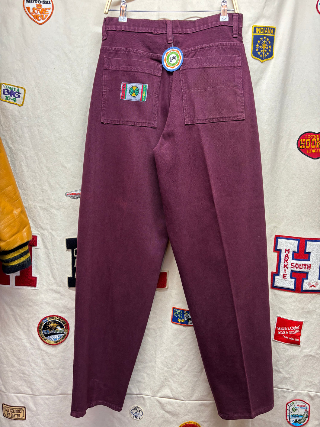 Vintage Cross Colours Maroon Burgundy Baggy Denim Jeans: 32x34