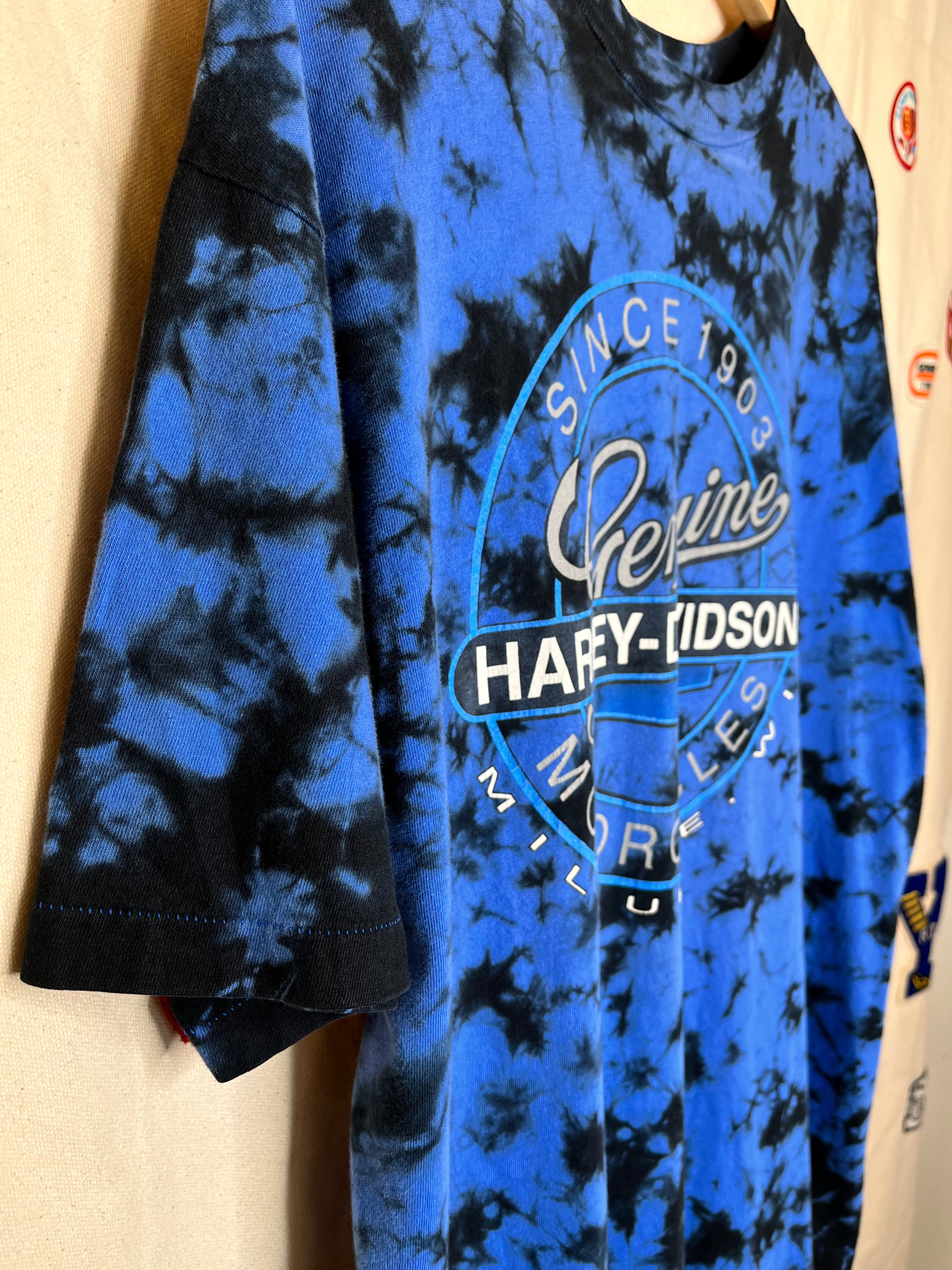 Vintage Harley Davidson Blue Tie-Dye Coastal South Carolina Myrtle Beach T-Shirt: XL