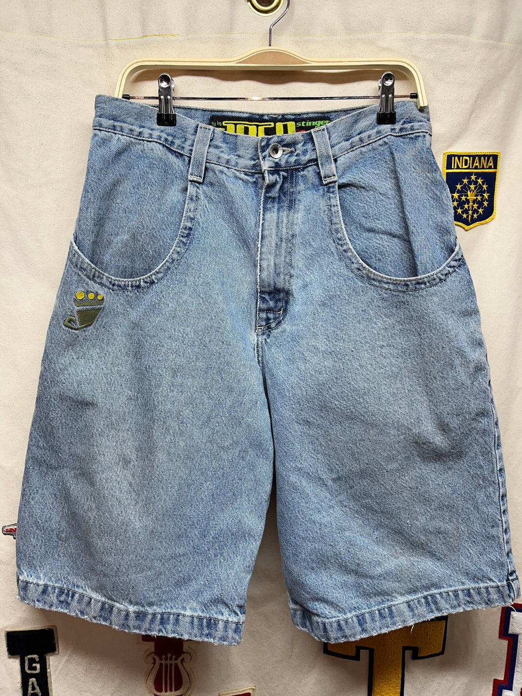 Vintage JNCO Stinger Baggy Light Wash Blue Denim Jean Shorts: 32