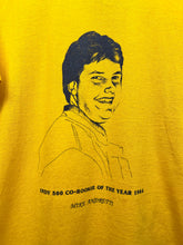 Load image into Gallery viewer, Vintage Mike Andretti Indy 500 Co-Rookie Of The Year 1984 Yellow Russell USA T-Shirt: Large
