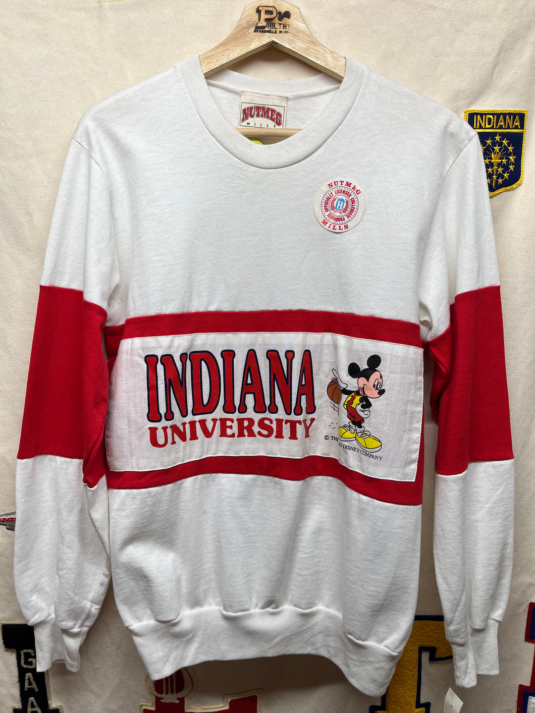 Vintage Indiana University Mickey Mouse Basketball Crewneck Sweatshirt Nutmeg: Small