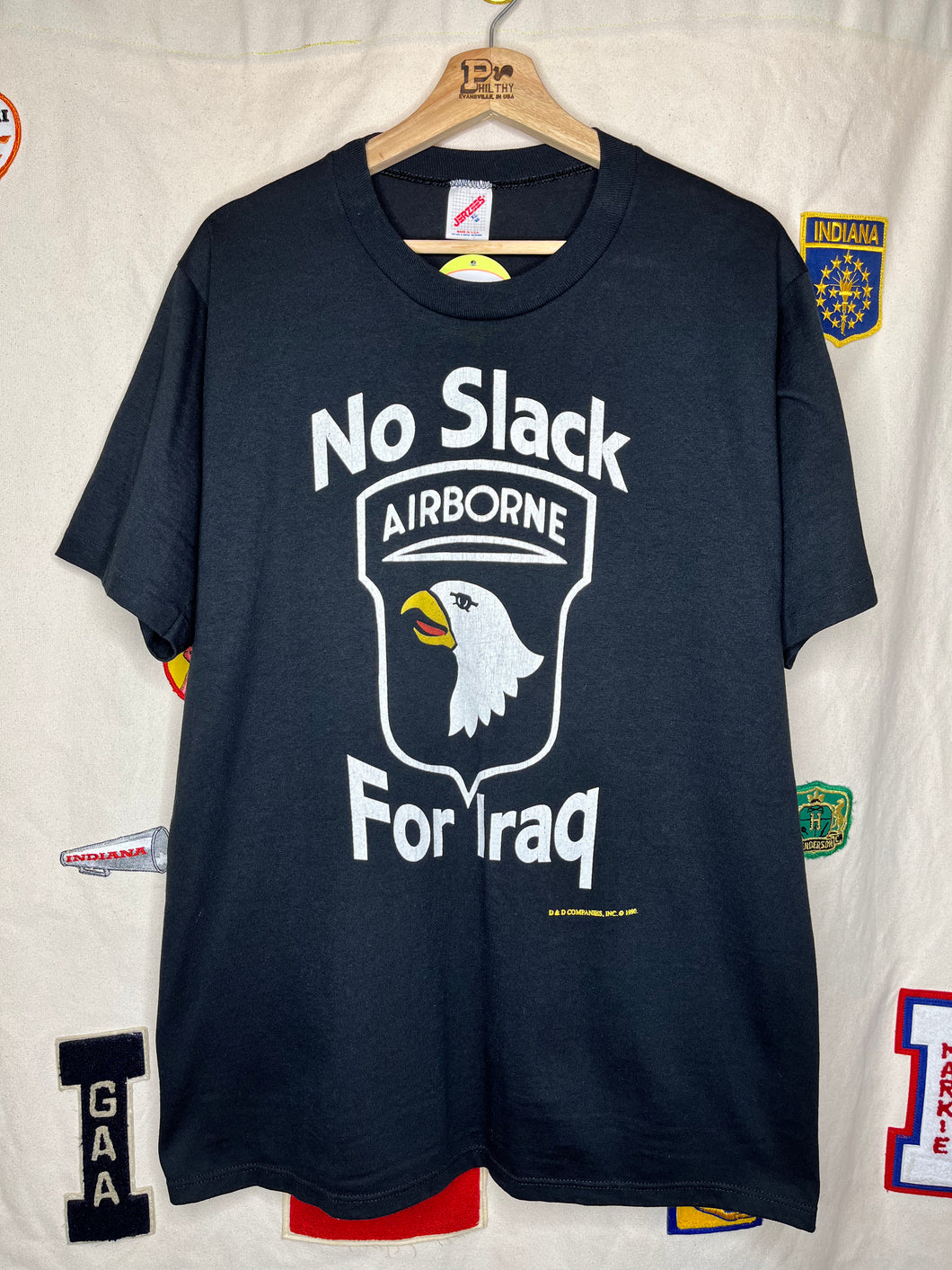 Vintage No Slack for Iraq War Military Airborne Black T-Shirt: XL