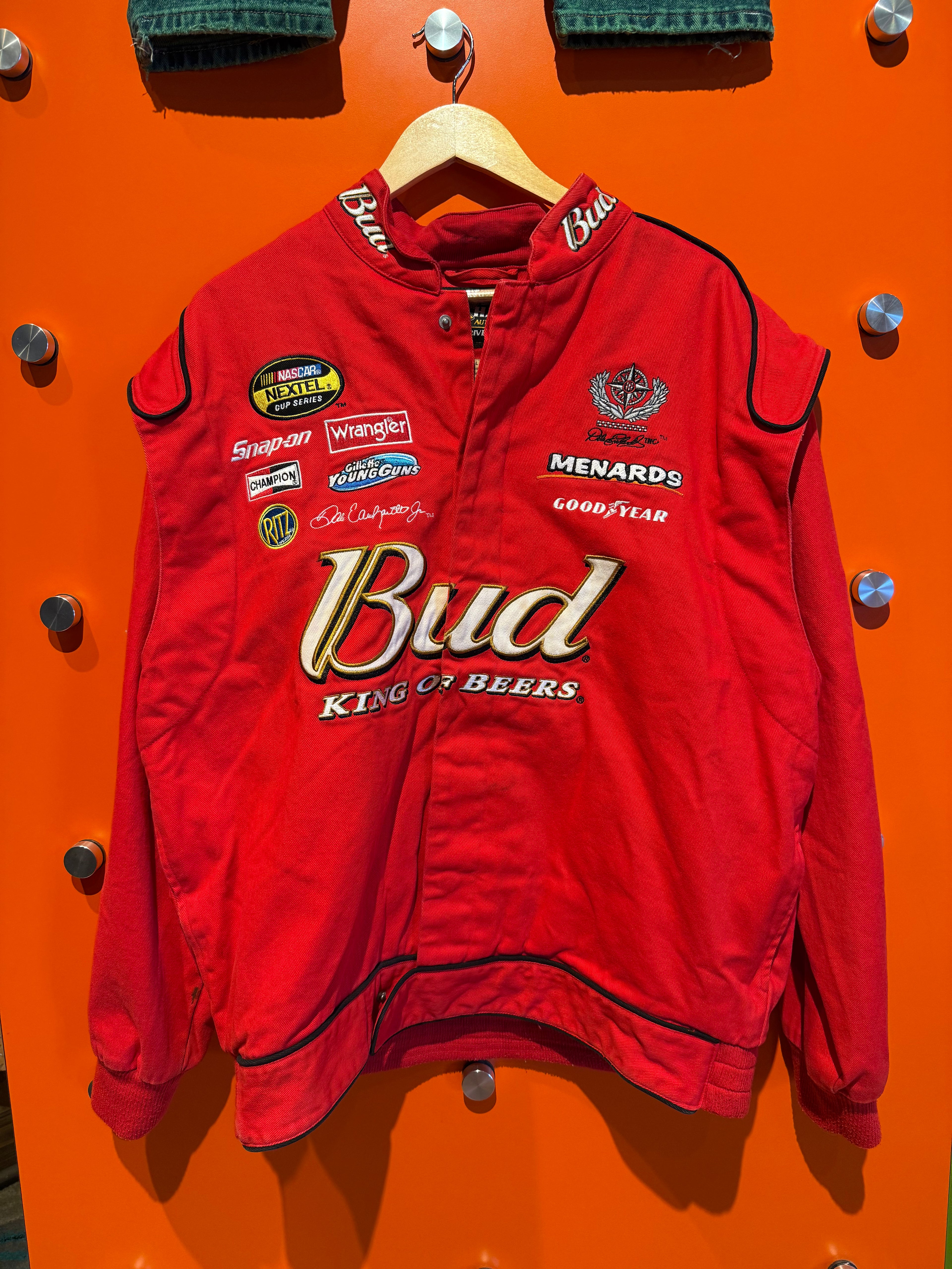 Vintage Budweiser Red Dale Earnhardt Jr. Nascar Racing Jacket: Large