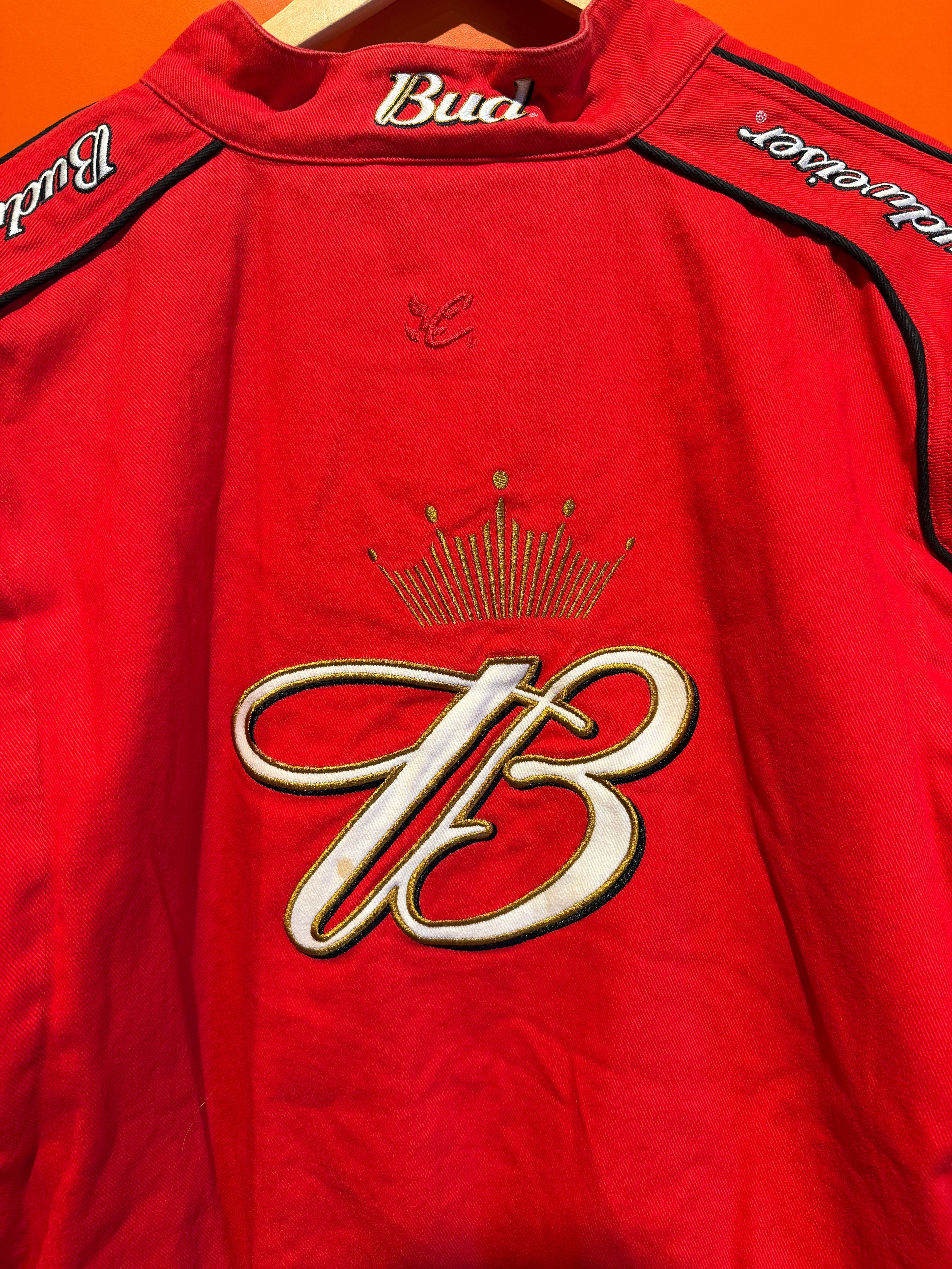 Vintage Budweiser Red Dale Earnhardt Jr. Nascar Racing Jacket: Large