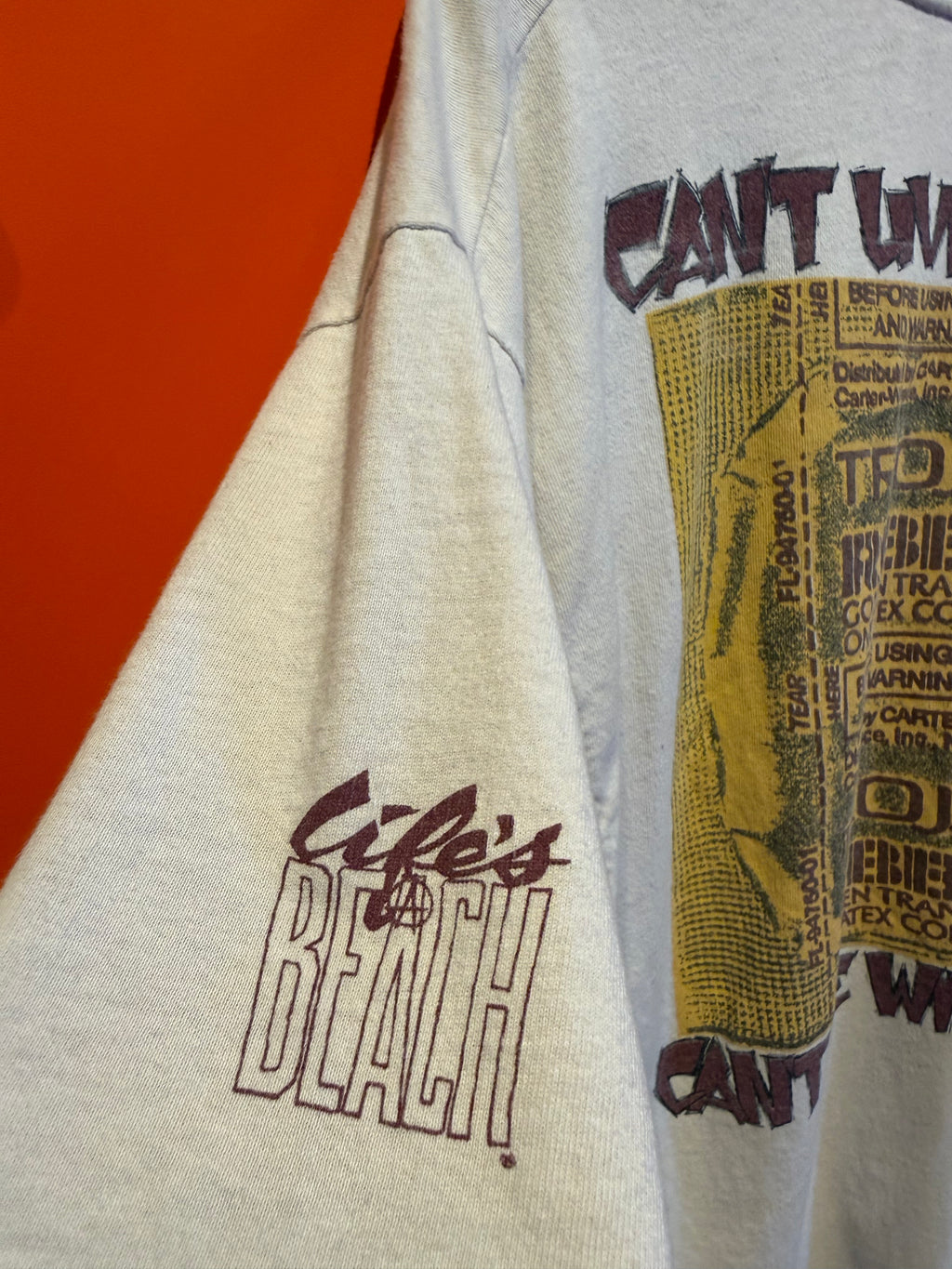 Vintage Life's a Beach Trojan Condoms T-Shirt: XL