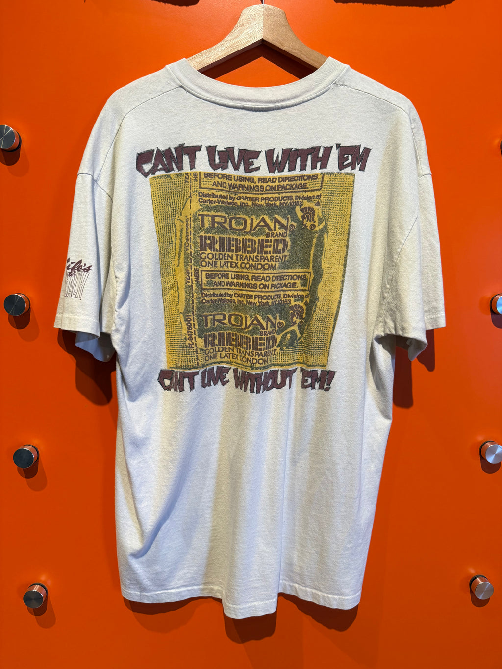 Vintage Life's a Beach Trojan Condoms T-Shirt: XL