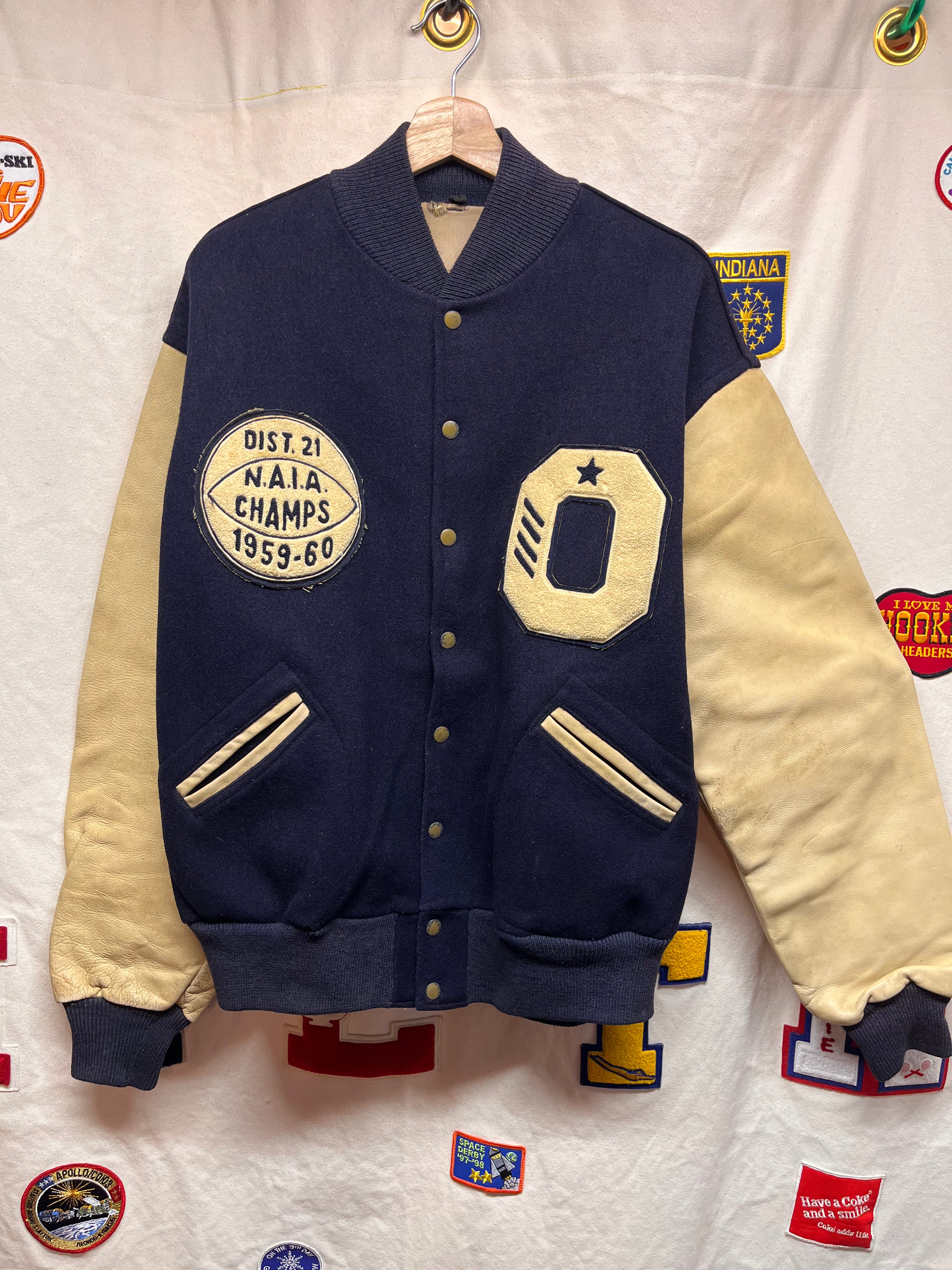 Vintage Oakland City College Indiana 1959 Navy Wool Letterman Jacket: Large