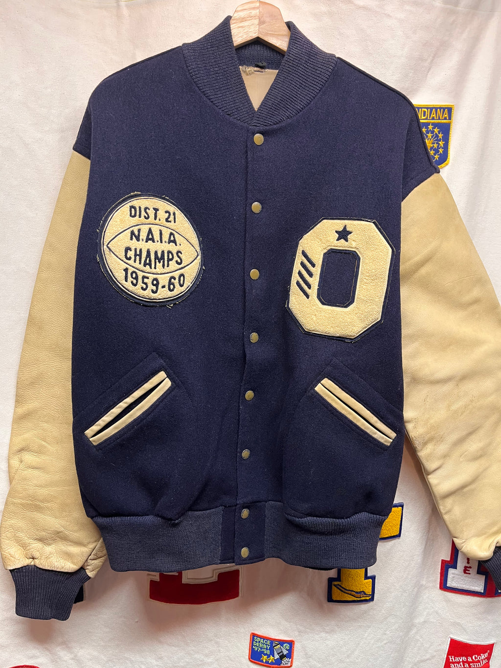 Vintage Oakland City College Indiana 1959 Navy Wool Letterman Jacket: Large