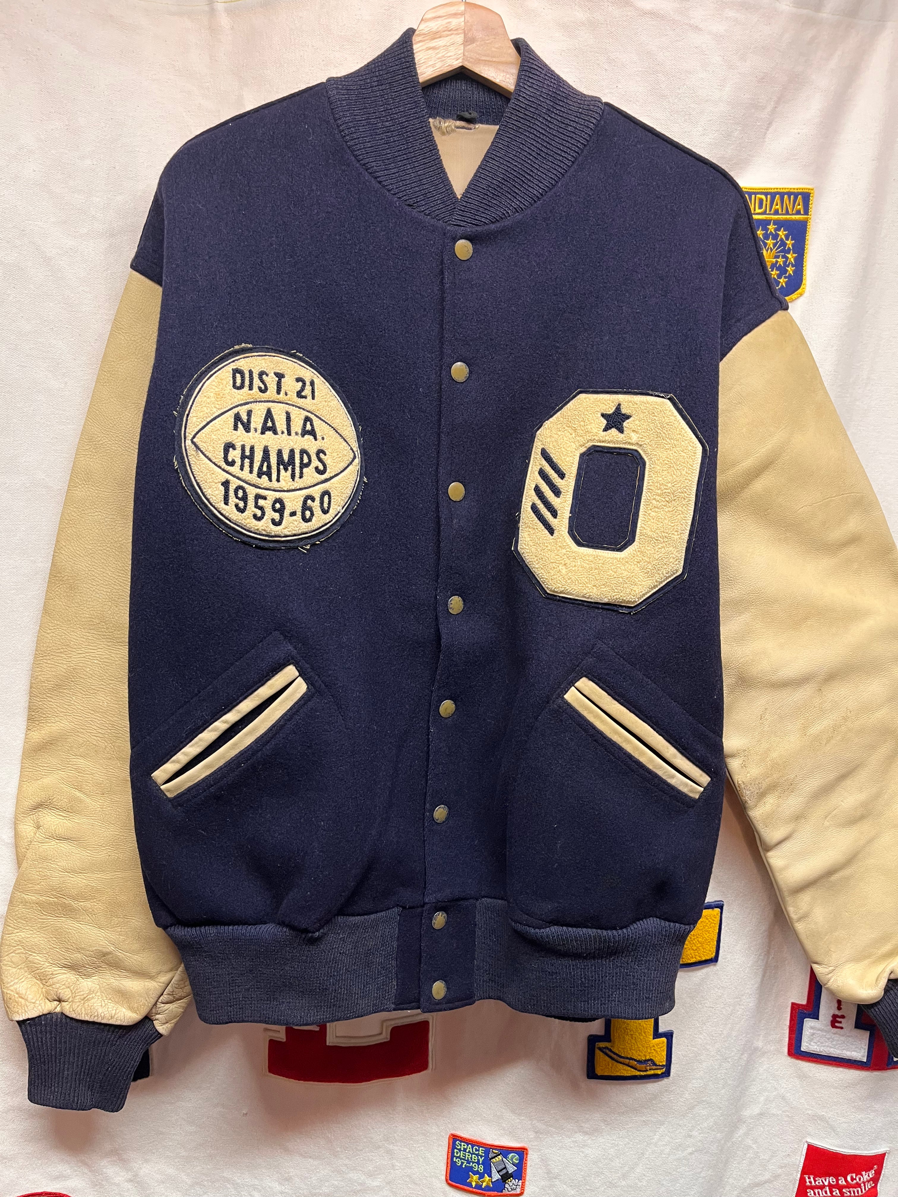 Vintage Oakland City College Indiana 1959 Navy Wool Letterman Jacket: Large