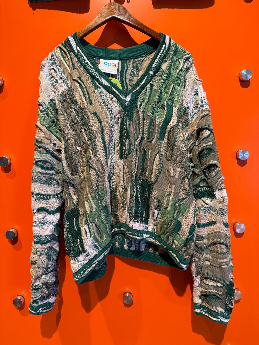 Vintage Coogi V Neck Green Sweater: Medium
