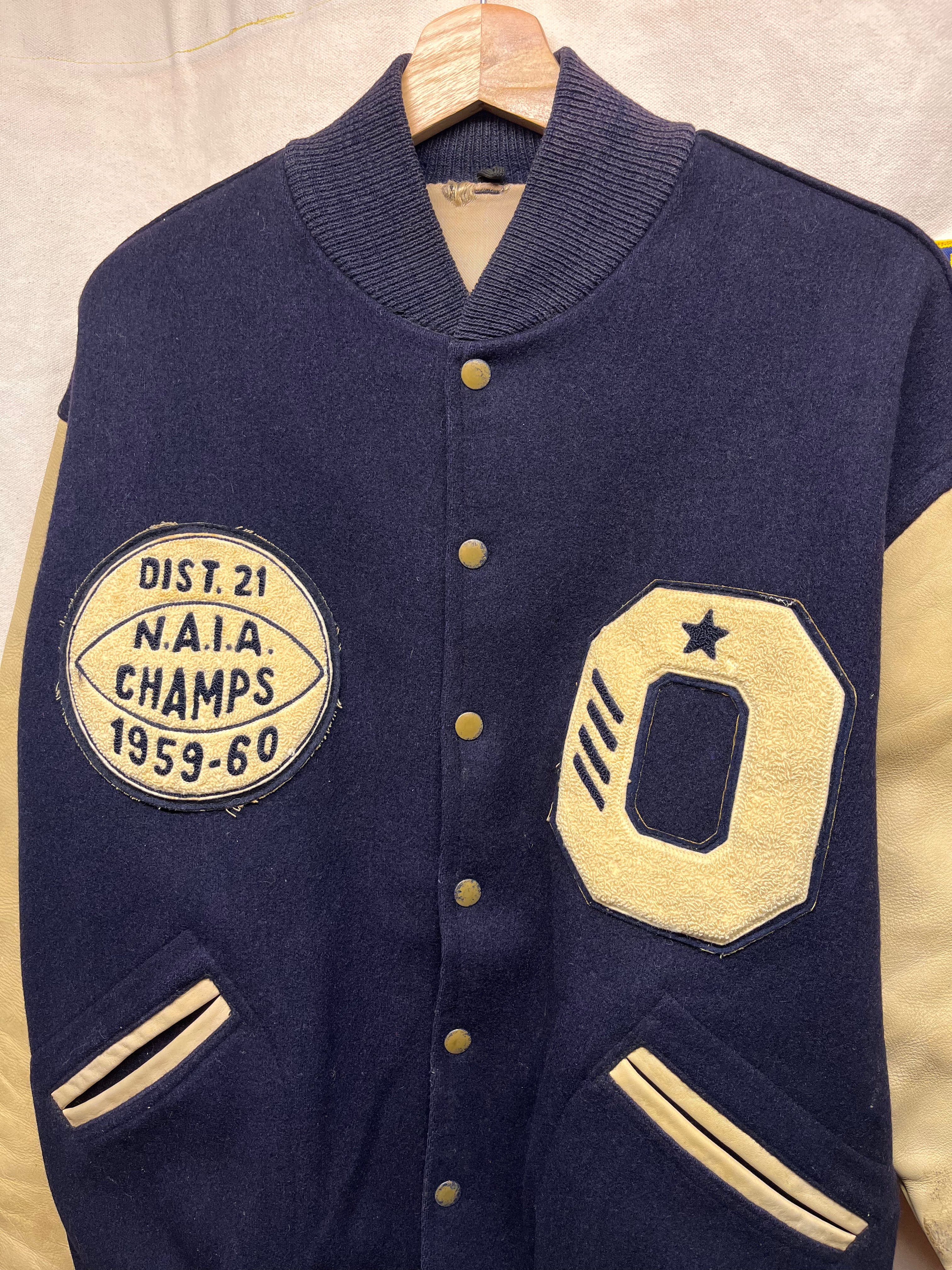 Vintage Oakland City College Indiana 1959 Navy Wool Letterman Jacket: Large