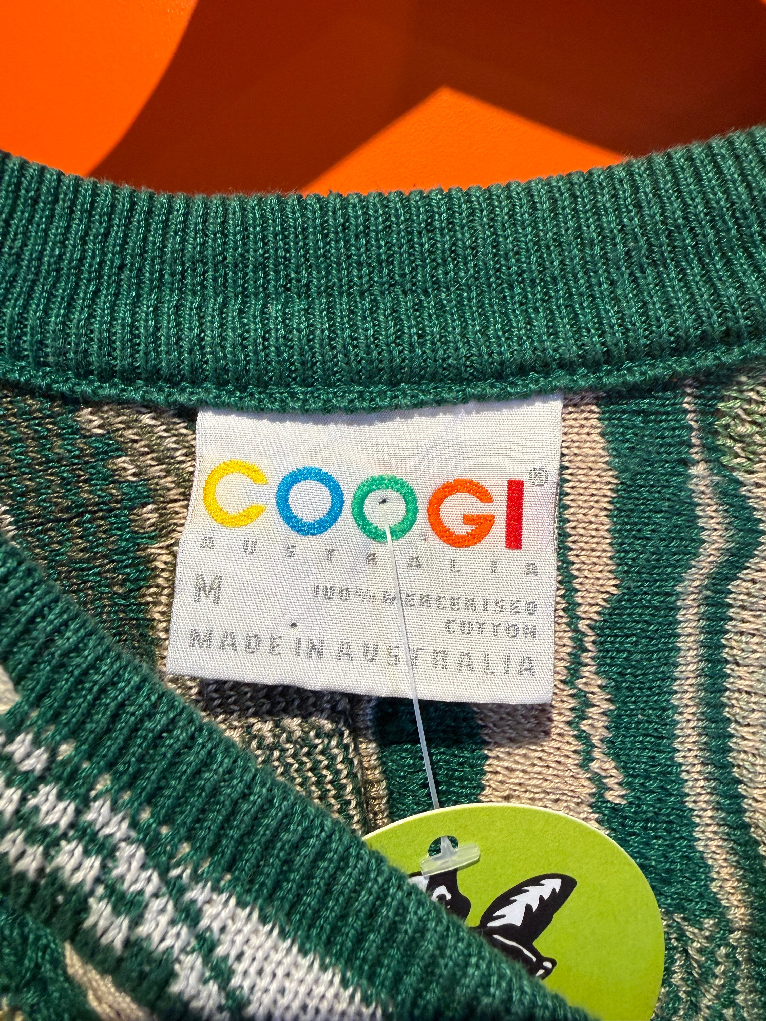 Vintage Coogi V Neck Green Sweater: Medium