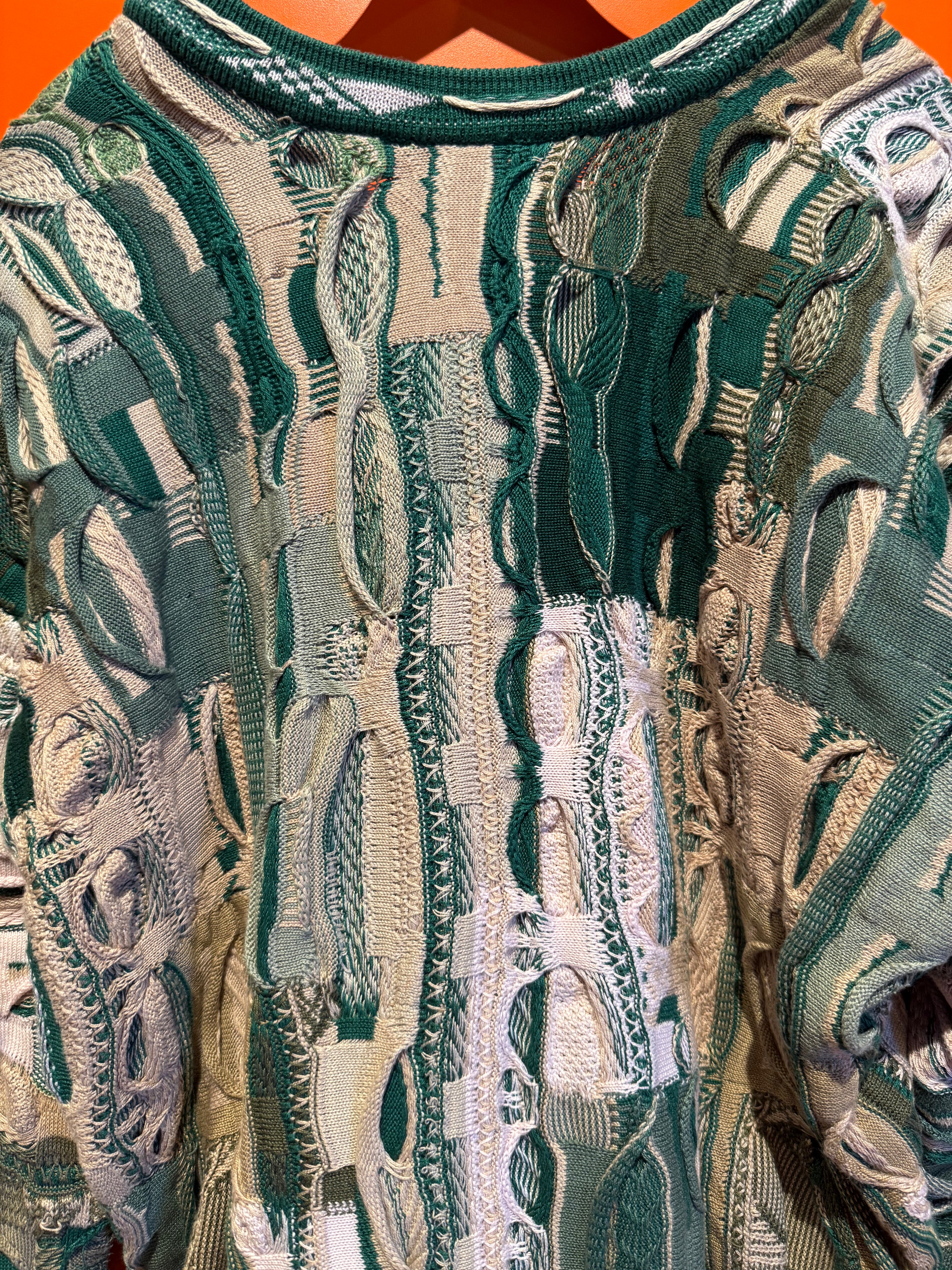 Vintage Coogi V Neck Green Sweater: Medium