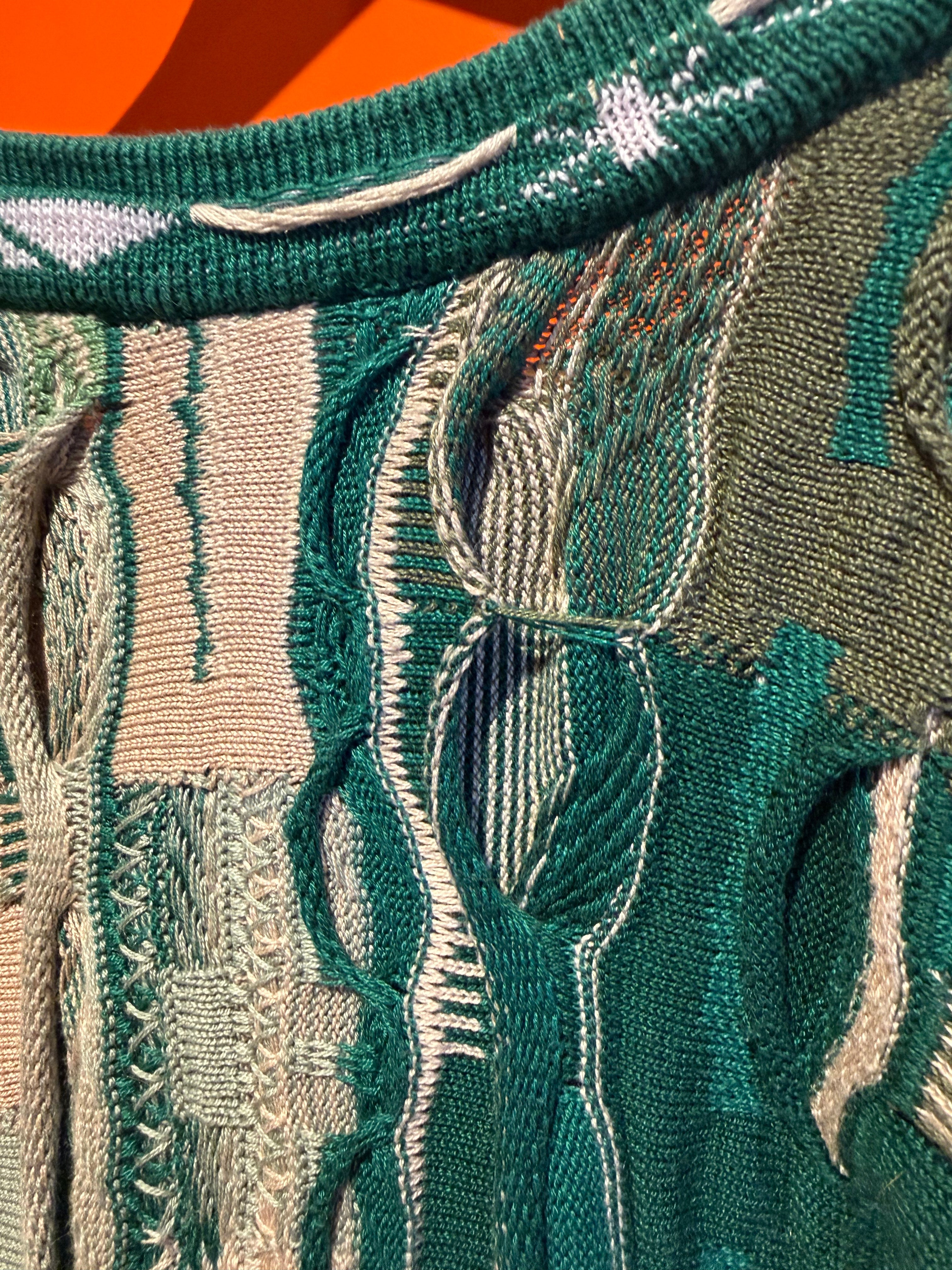 Vintage Coogi V Neck Green Sweater: Medium