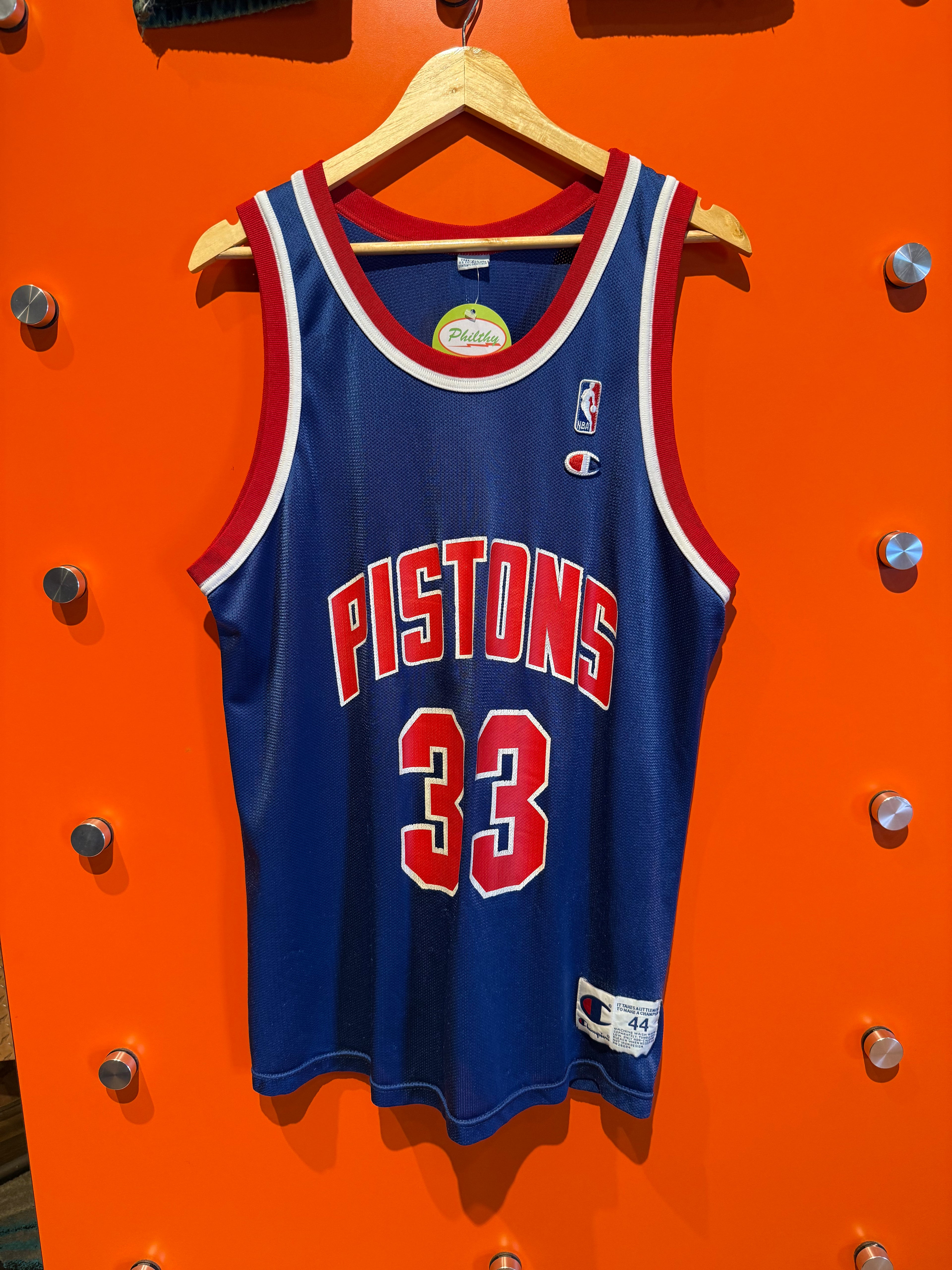 Vintage Detroit Pistons Grant Hill Blue Champion Basketball Jersey: Large