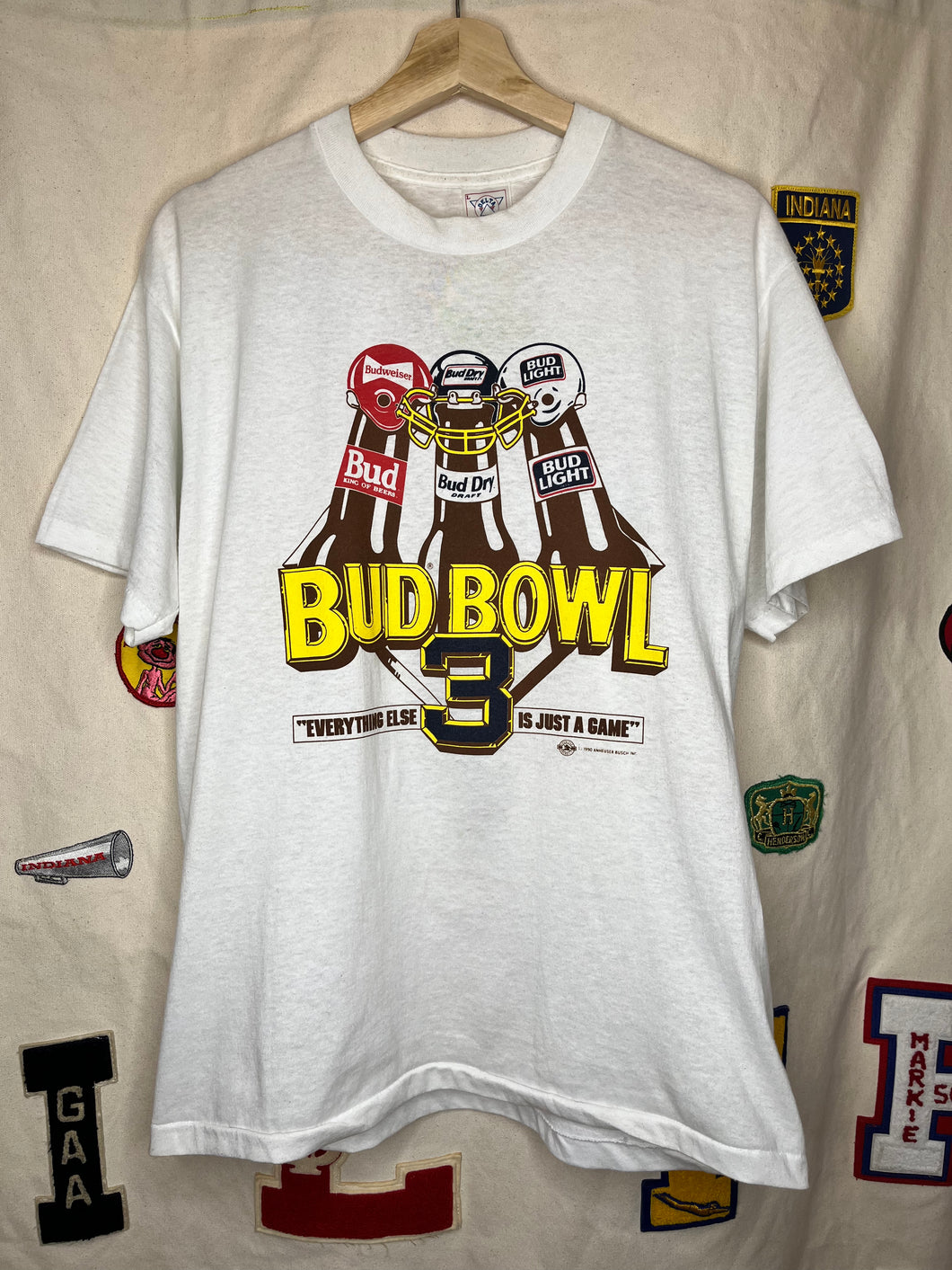 Vintage Bud Bowl 3 Budweiser Light Beer 1990 Football T-Shirt: Large