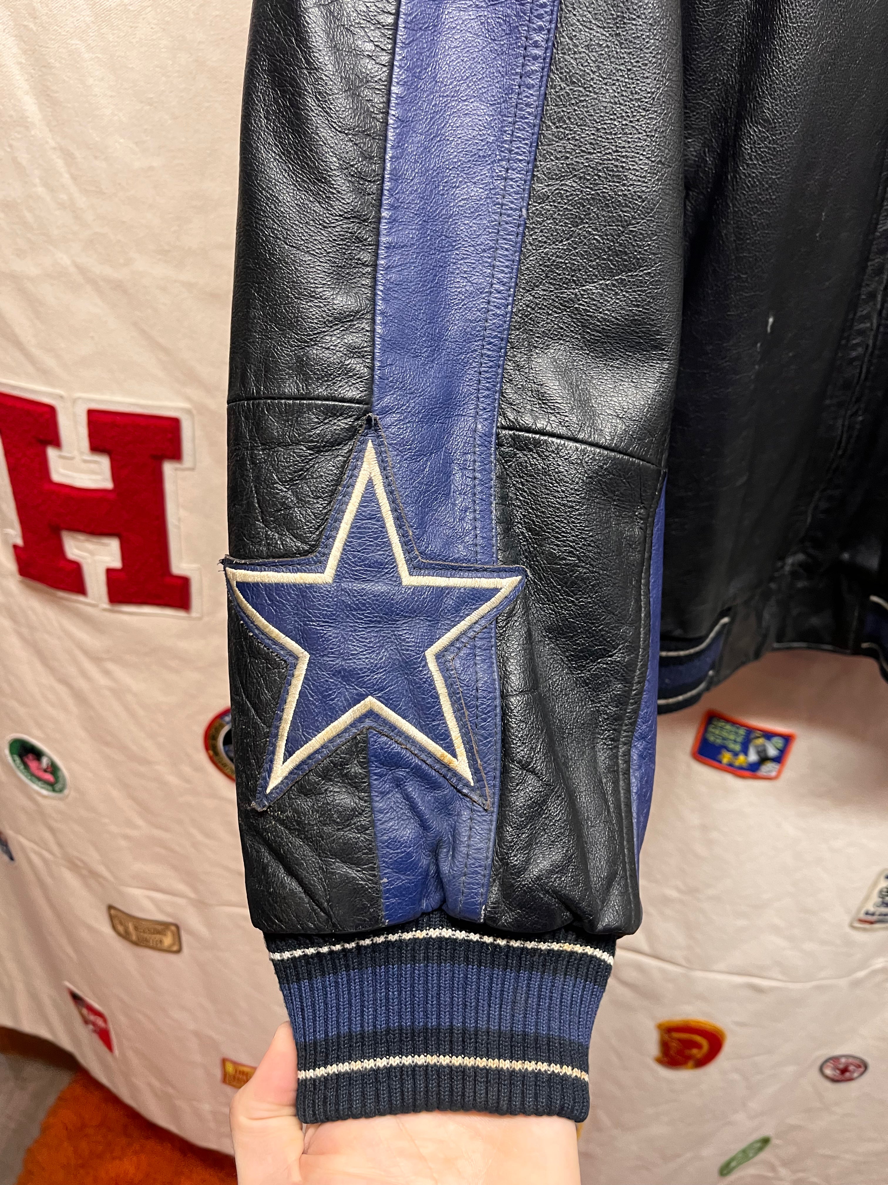 Vintage Dallas Cowboys Helmet G-III Carl Banks 90's Black Leather Jacket: XL
