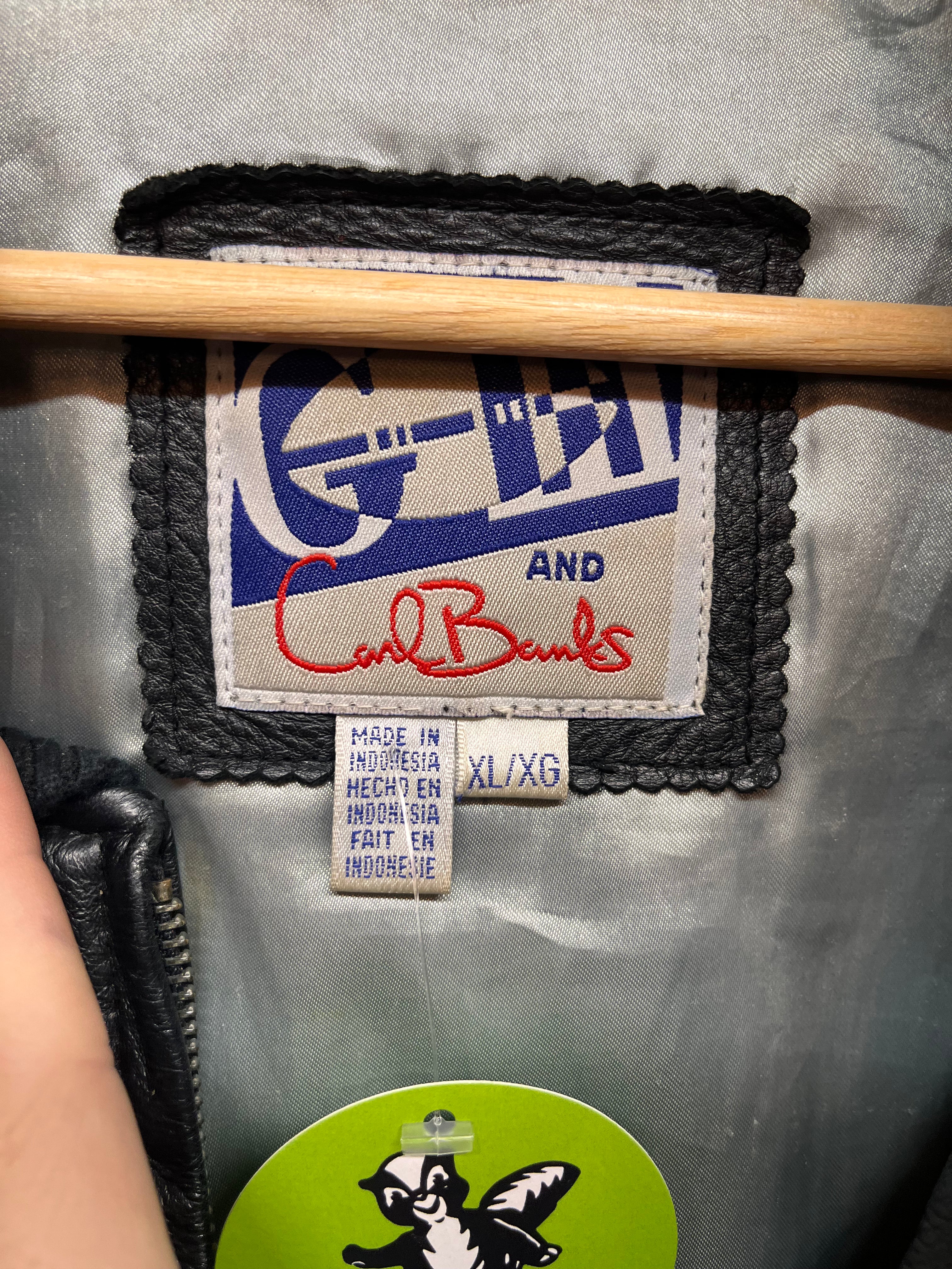 Vintage Dallas Cowboys Helmet G-III Carl Banks 90's Black Leather Jacket: XL