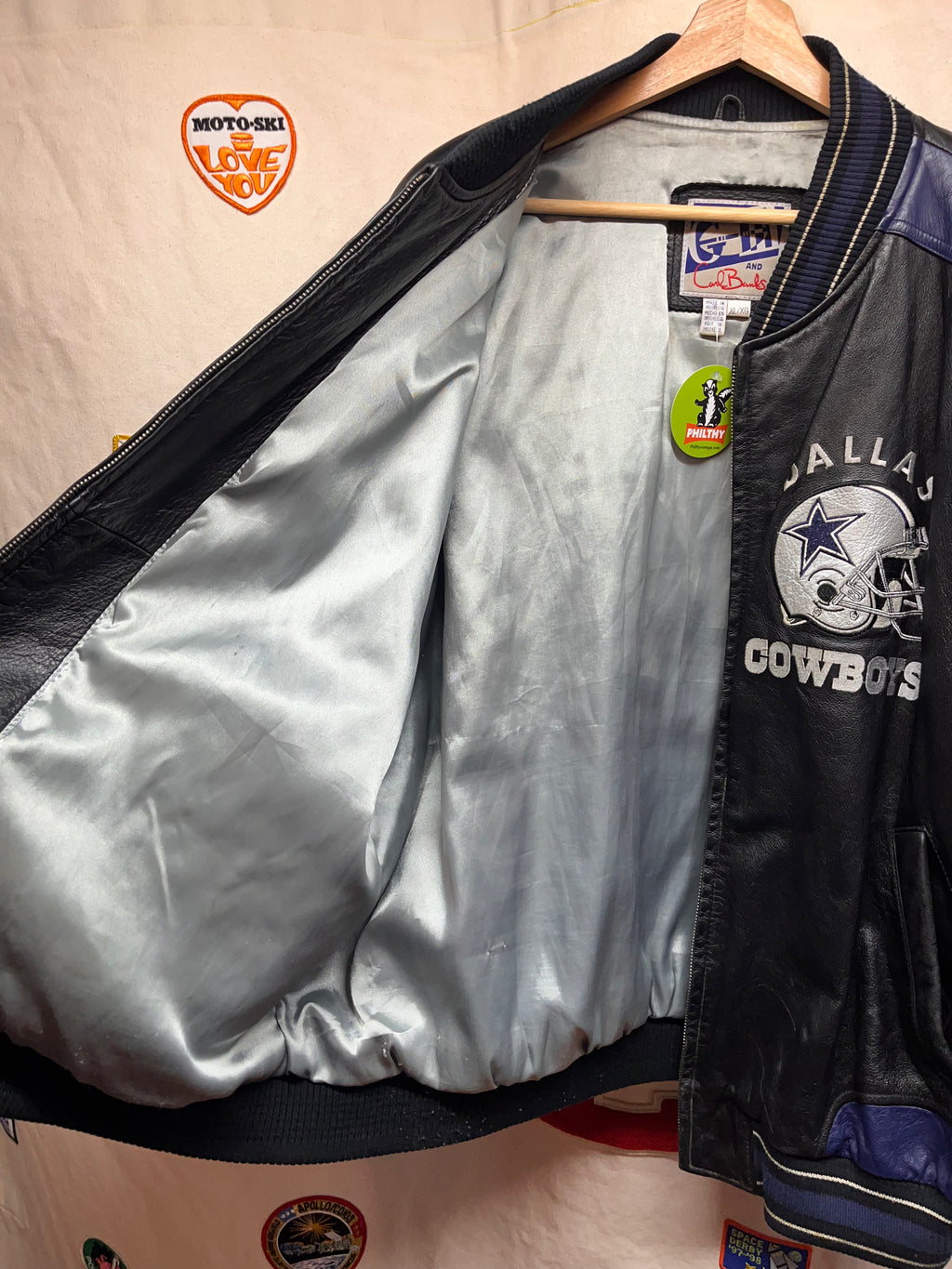 Vintage Dallas Cowboys Helmet G-III Carl Banks 90's Black Leather Jacket: XL