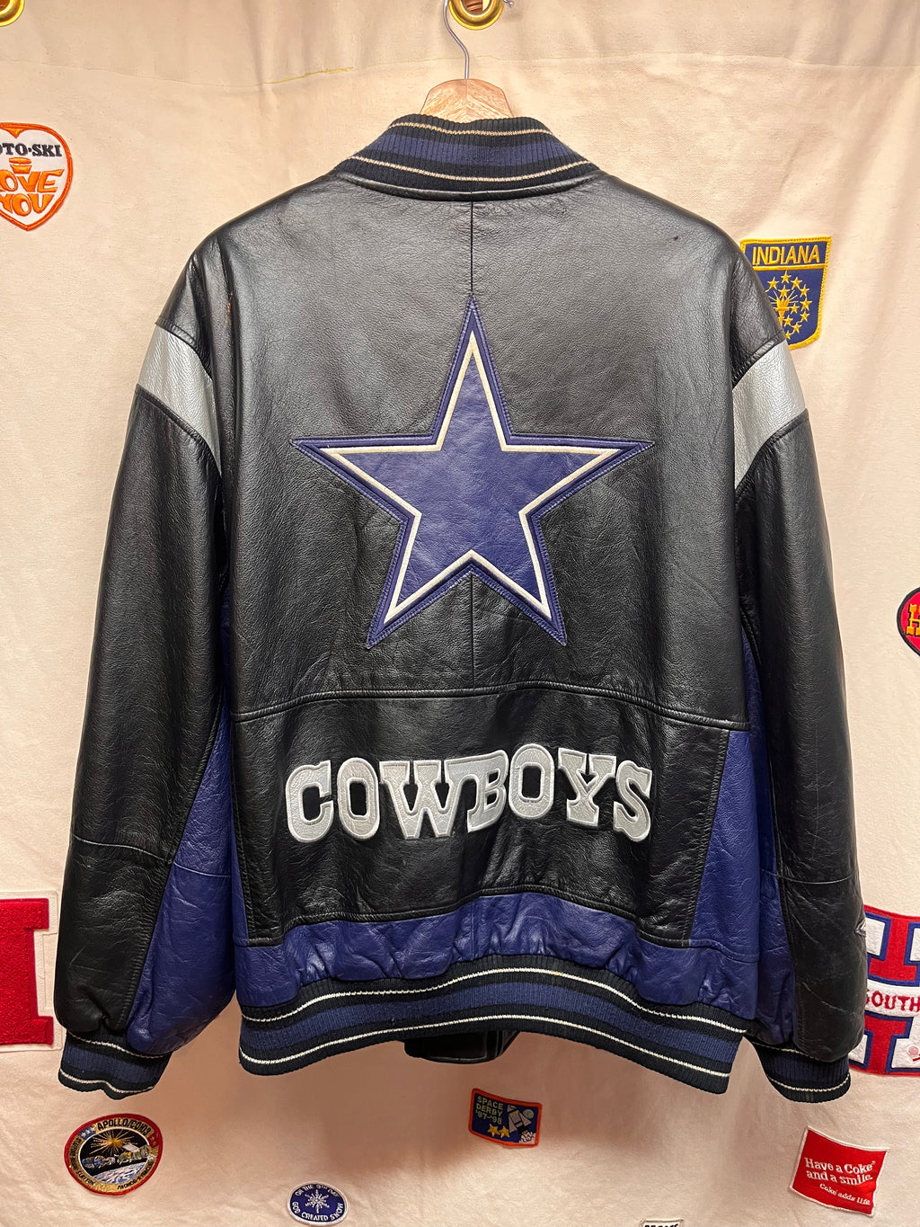 Vintage Dallas Cowboys Helmet G-III Carl Banks 90's Black Leather Jacket: XL