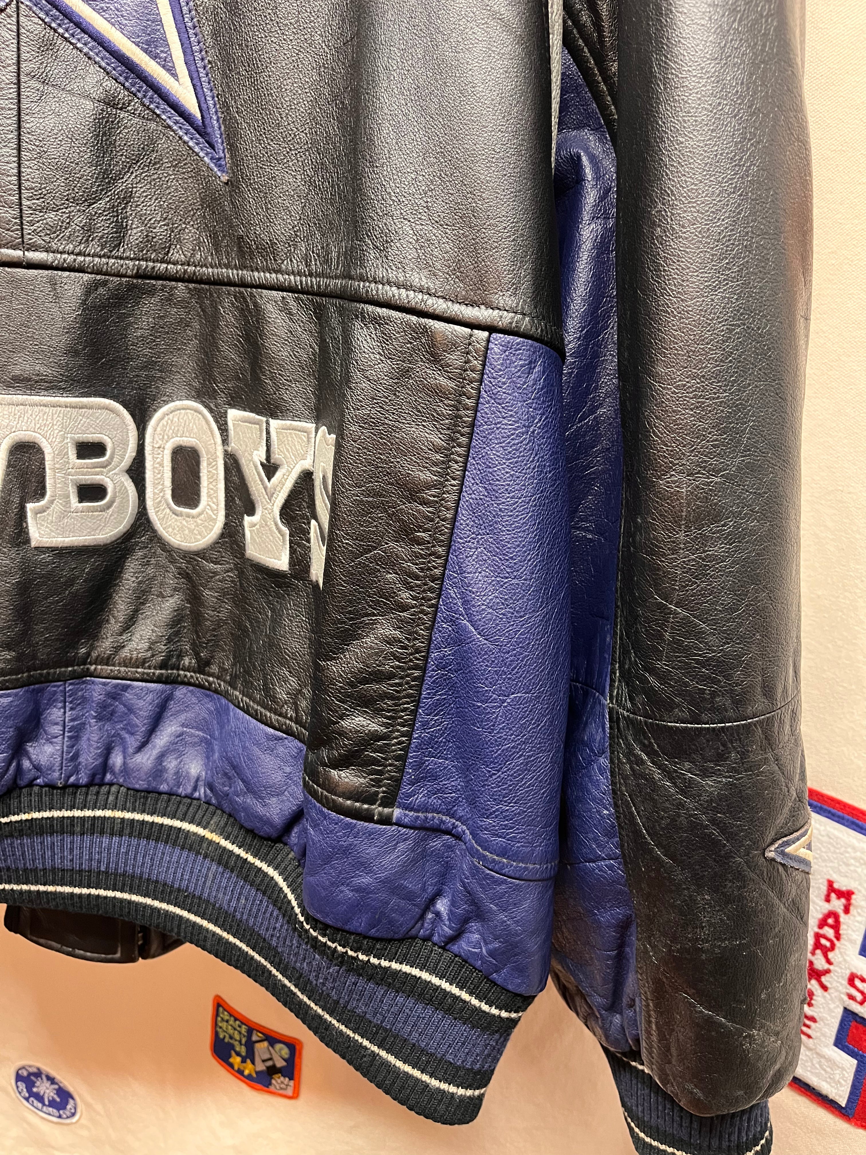 Vintage Dallas Cowboys Helmet G-III Carl Banks 90's Black Leather Jacket: XL
