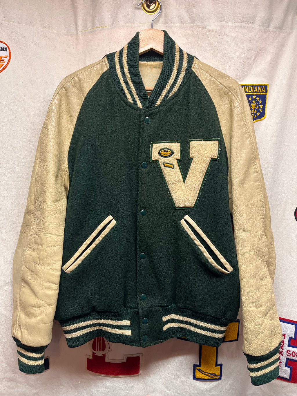 Vintage Vincennes Lincoln Alices Indiana 1969 Green Wool Lettermen Jacket: Large