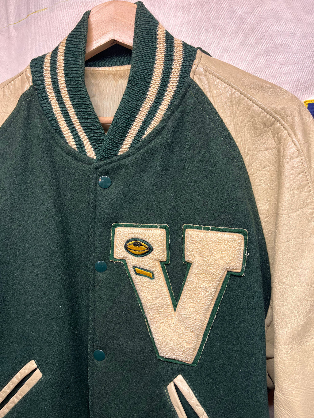 Vintage Vincennes Lincoln Alices Indiana 1969 Green Wool Lettermen Jacket: Large