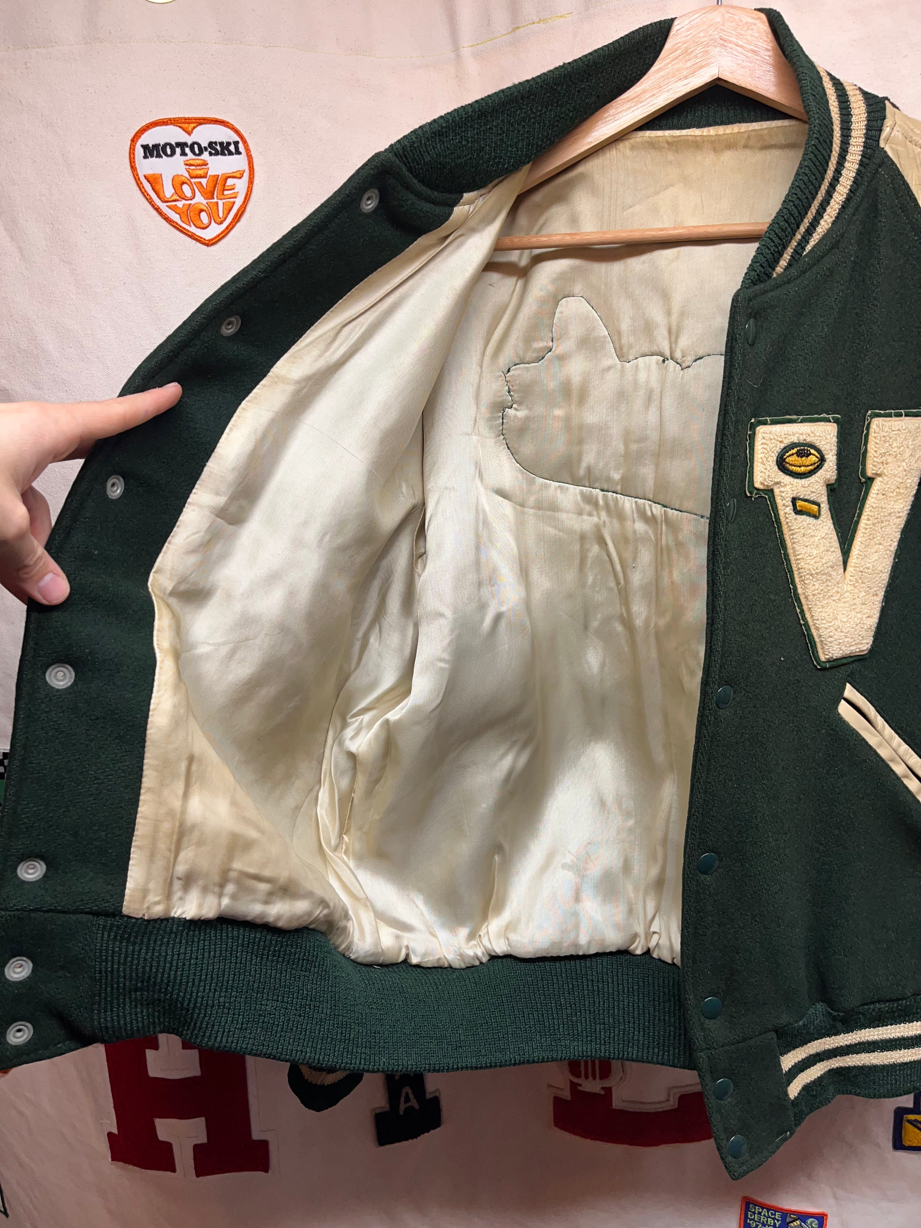 Vintage Vincennes Lincoln Alices Indiana 1969 Green Wool Lettermen Jacket: Large