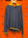 Vintage Polo Sport Navy Yellow Hoodie Sweatshirt: XL