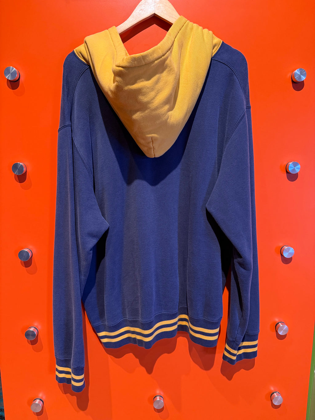 Vintage Polo Sport Navy Yellow Hoodie Sweatshirt: XL