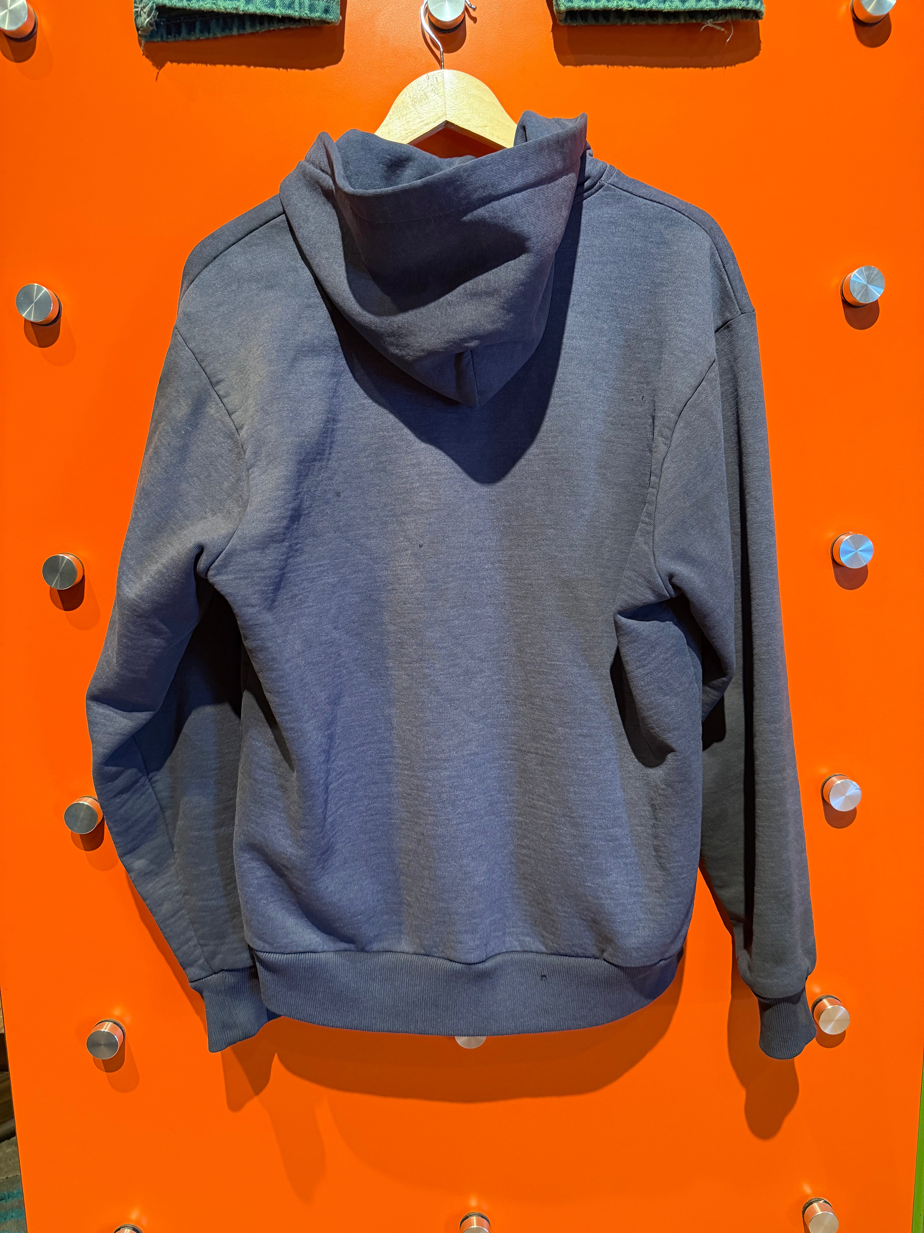 Vintage Carhartt Navy Blue Cotton Zip-Up Thermal Lined Sweatshirt Hoodie Jacket: Large