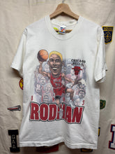 Load image into Gallery viewer, Vintage Dennis Rodman Caricature Chicago Bulls 90&#39;s White T-Shirt: Large
