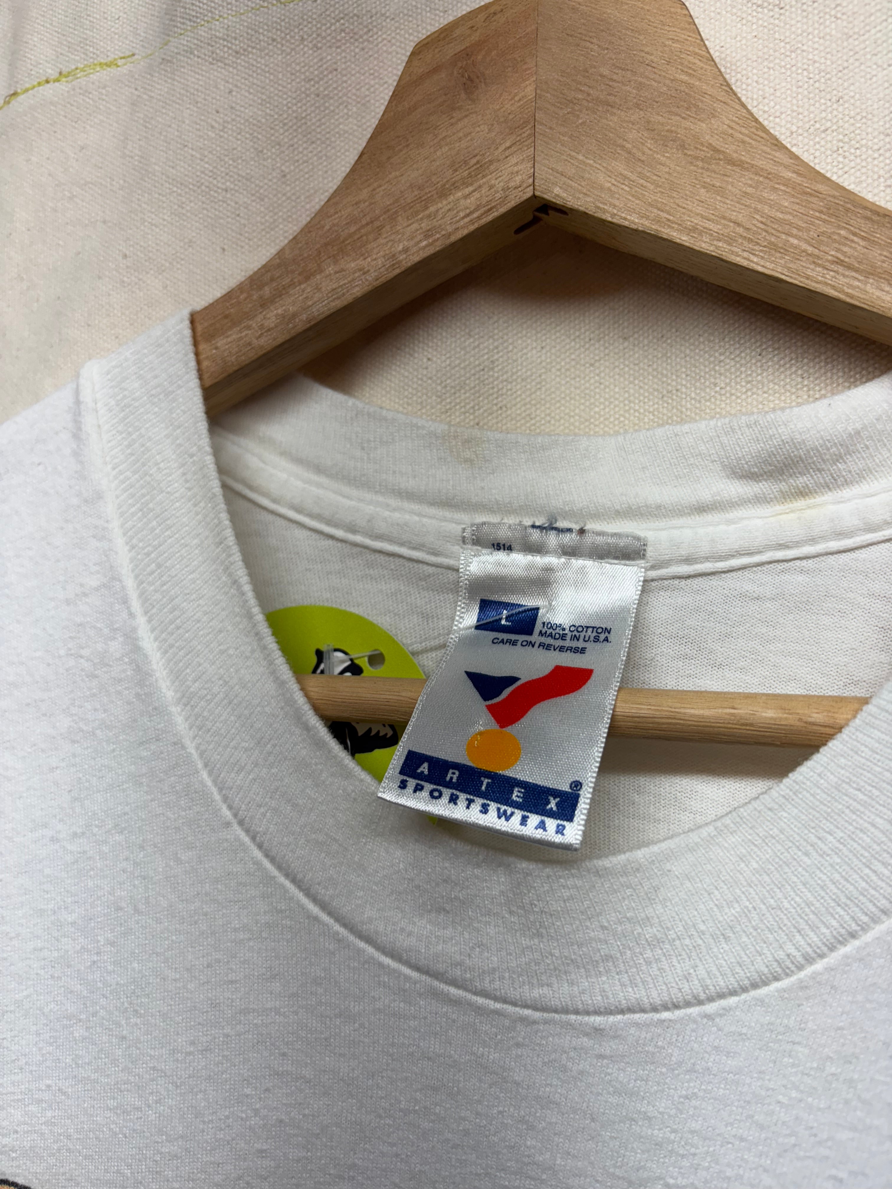 Vintage Dennis Rodman Caricature Chicago Bulls 90's White T-Shirt: Large